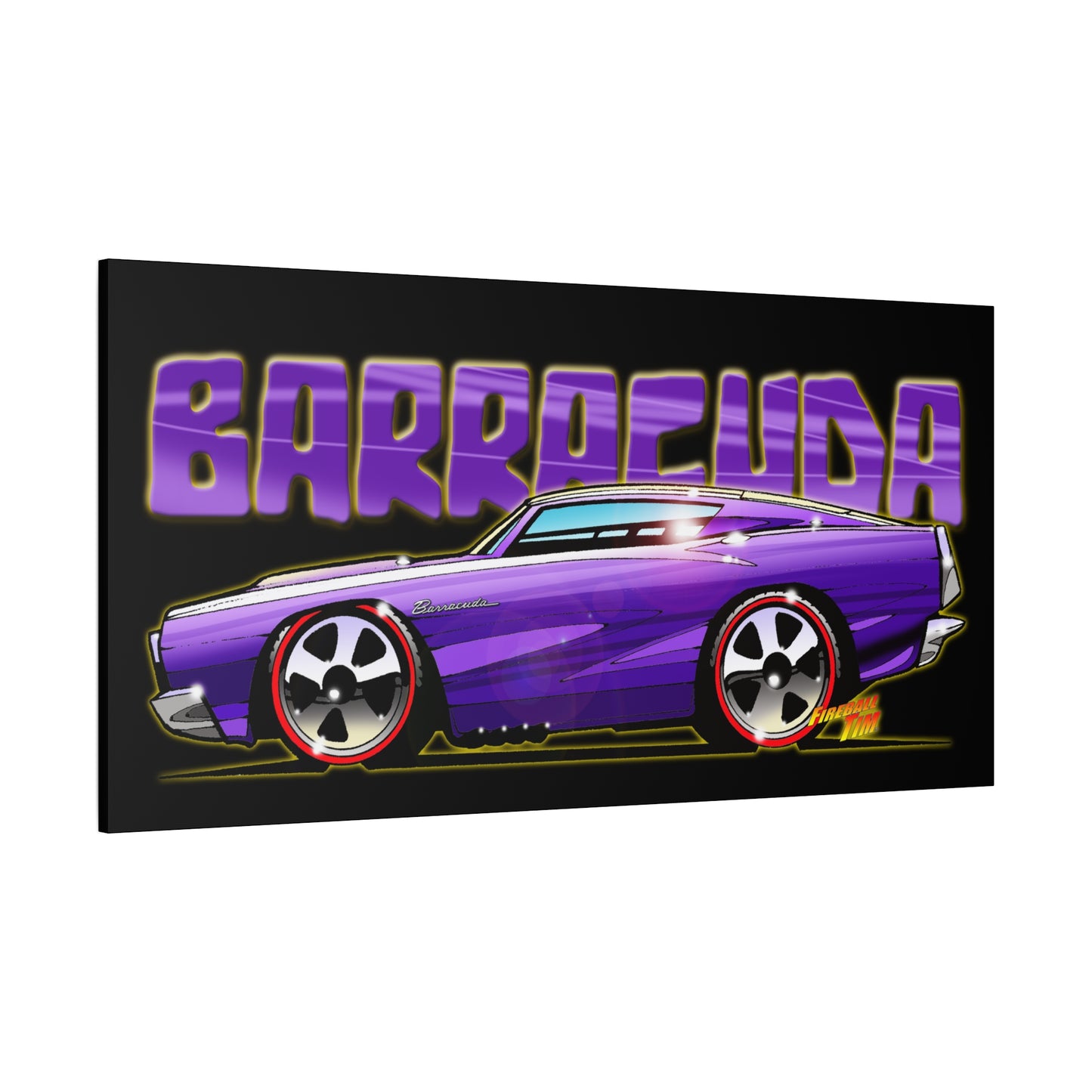 PLYMOUTH BARRACUDA Fireball Art Canvas Wall Print