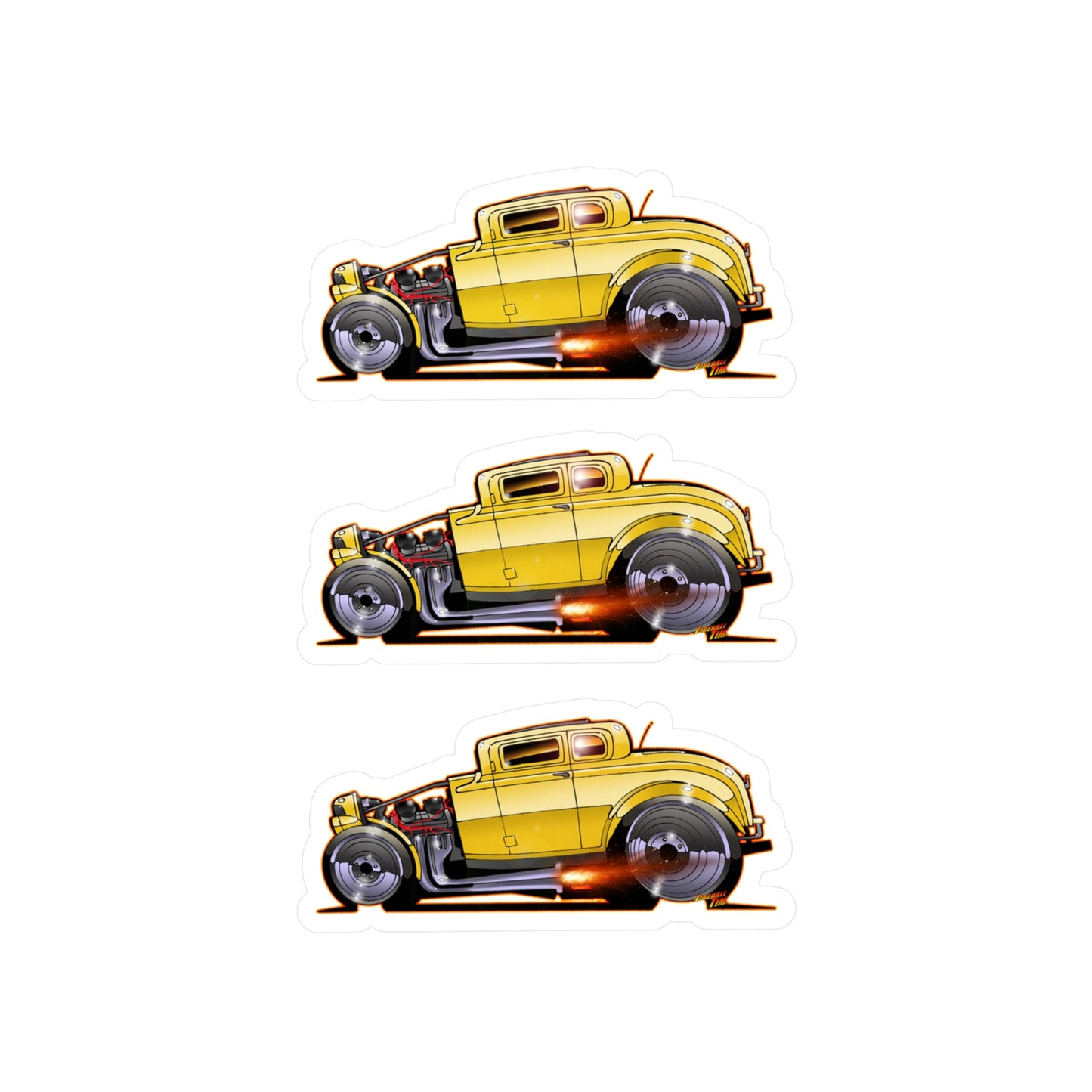 AMERICAN GRAFFITI '32 HOT ROD Movie Car Fireball Art Decal Sticker - 4 Sizes