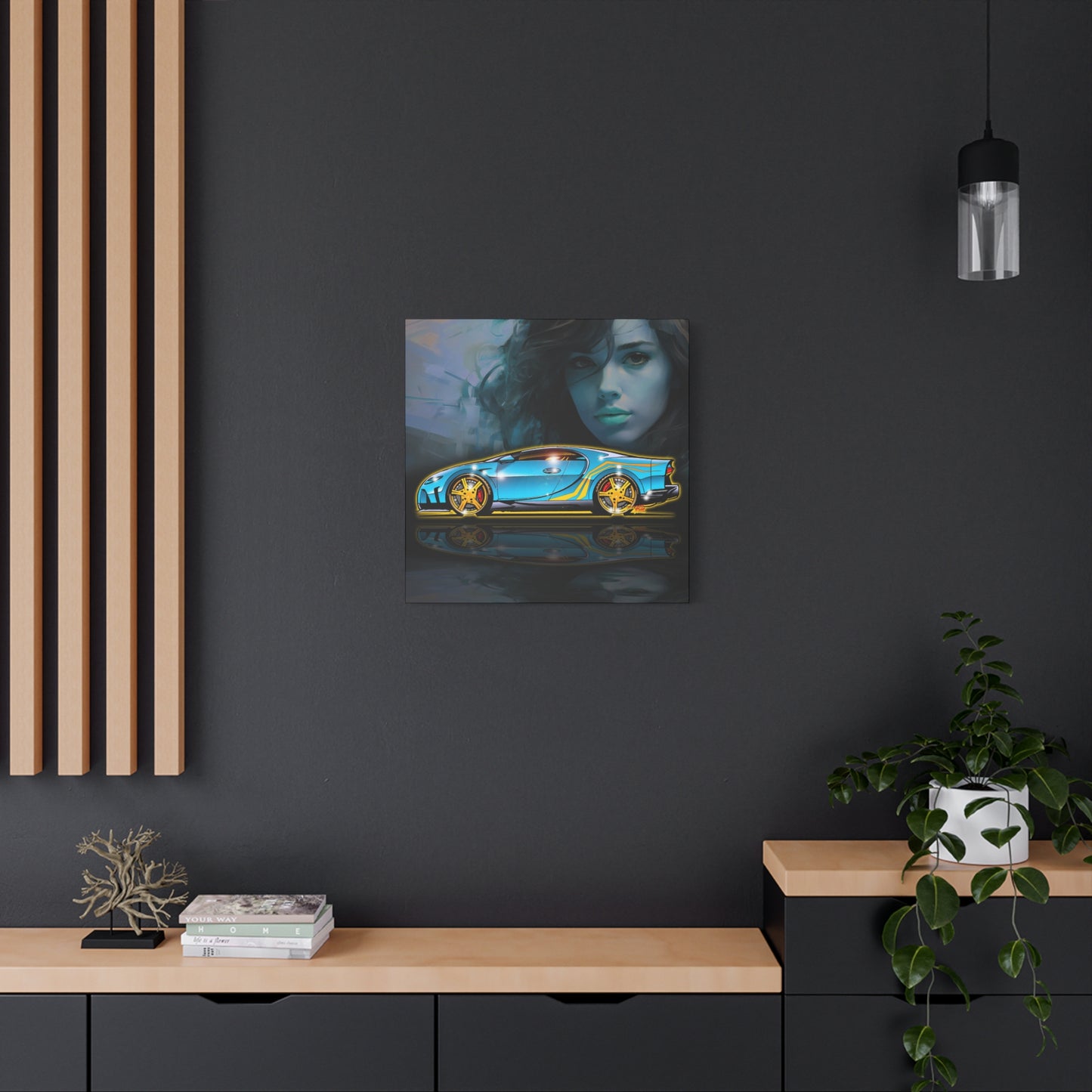 BUGATTI CHIRON Hypercar Fireball Art Canvas Wall Print