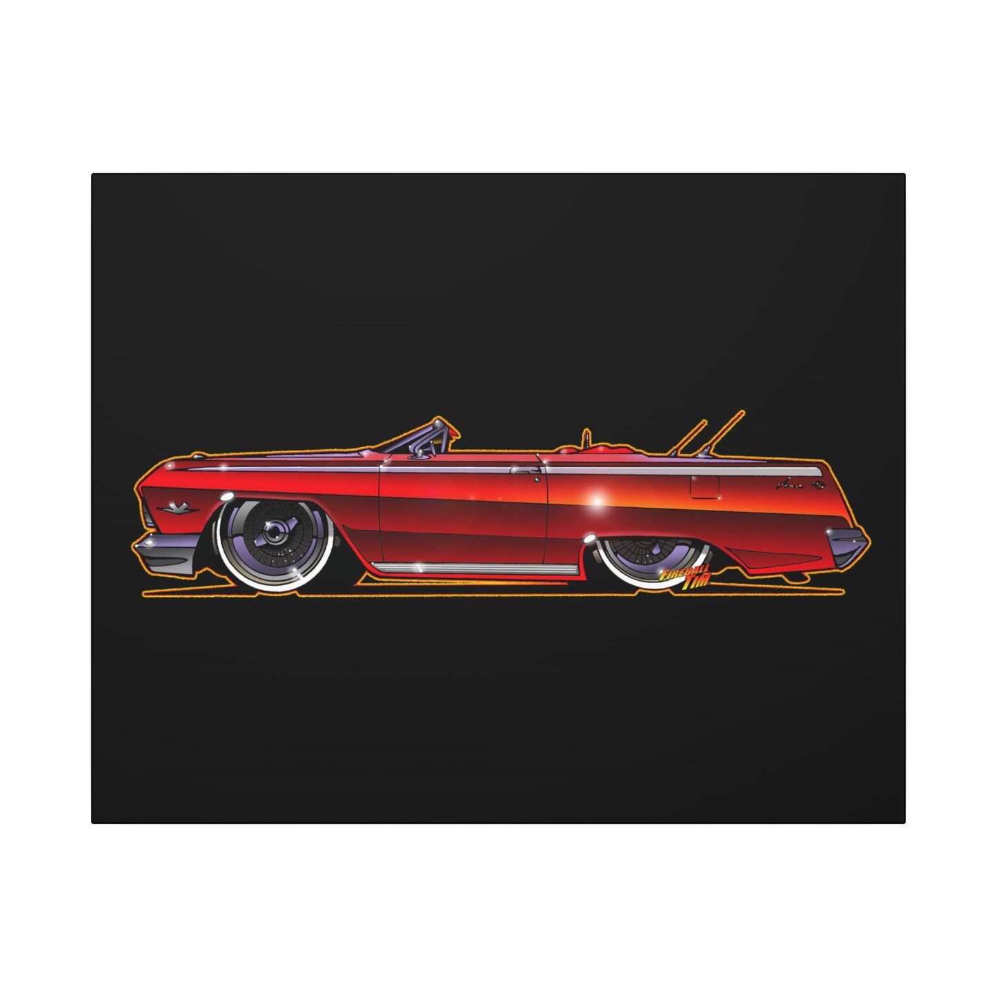 CHEVY IMPALA LOWRIDER Fireball Art Canvas Print