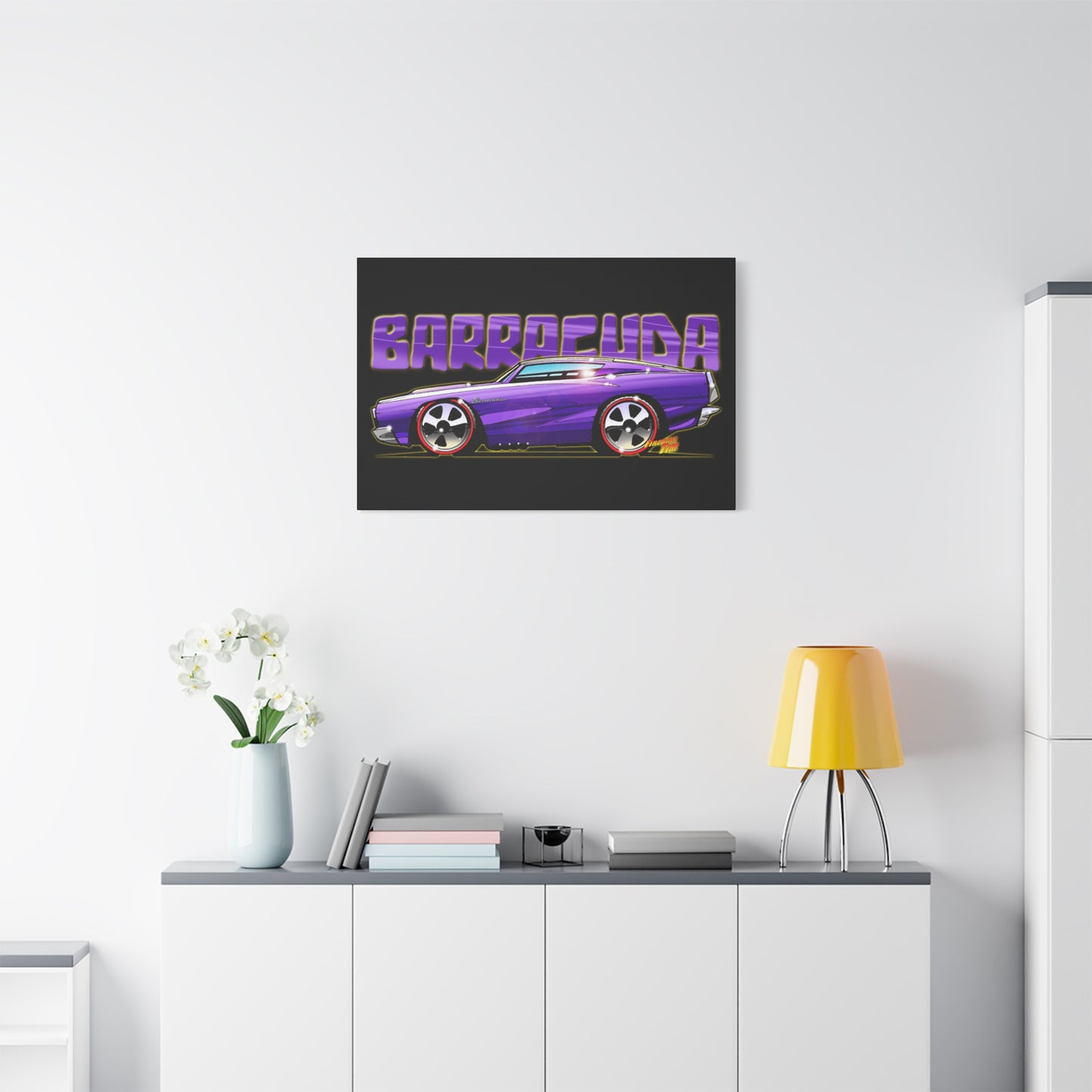 PLYMOUTH BARRACUDA Fireball Art Canvas Wall Print