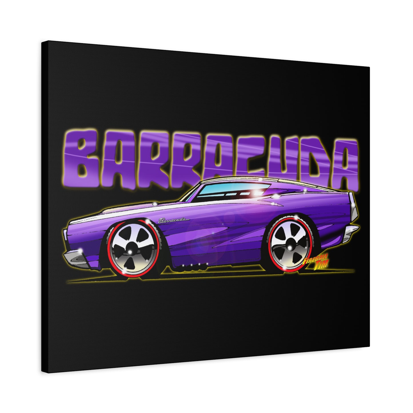 PLYMOUTH BARRACUDA Fireball Art Canvas Wall Print