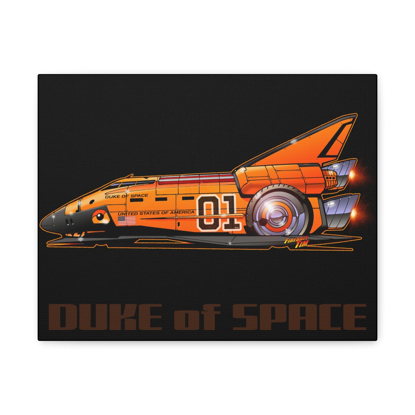 DUKE OF SPACE Dukes of Hazzard Space Shuttle Canvas Art Wall Print - 11X14