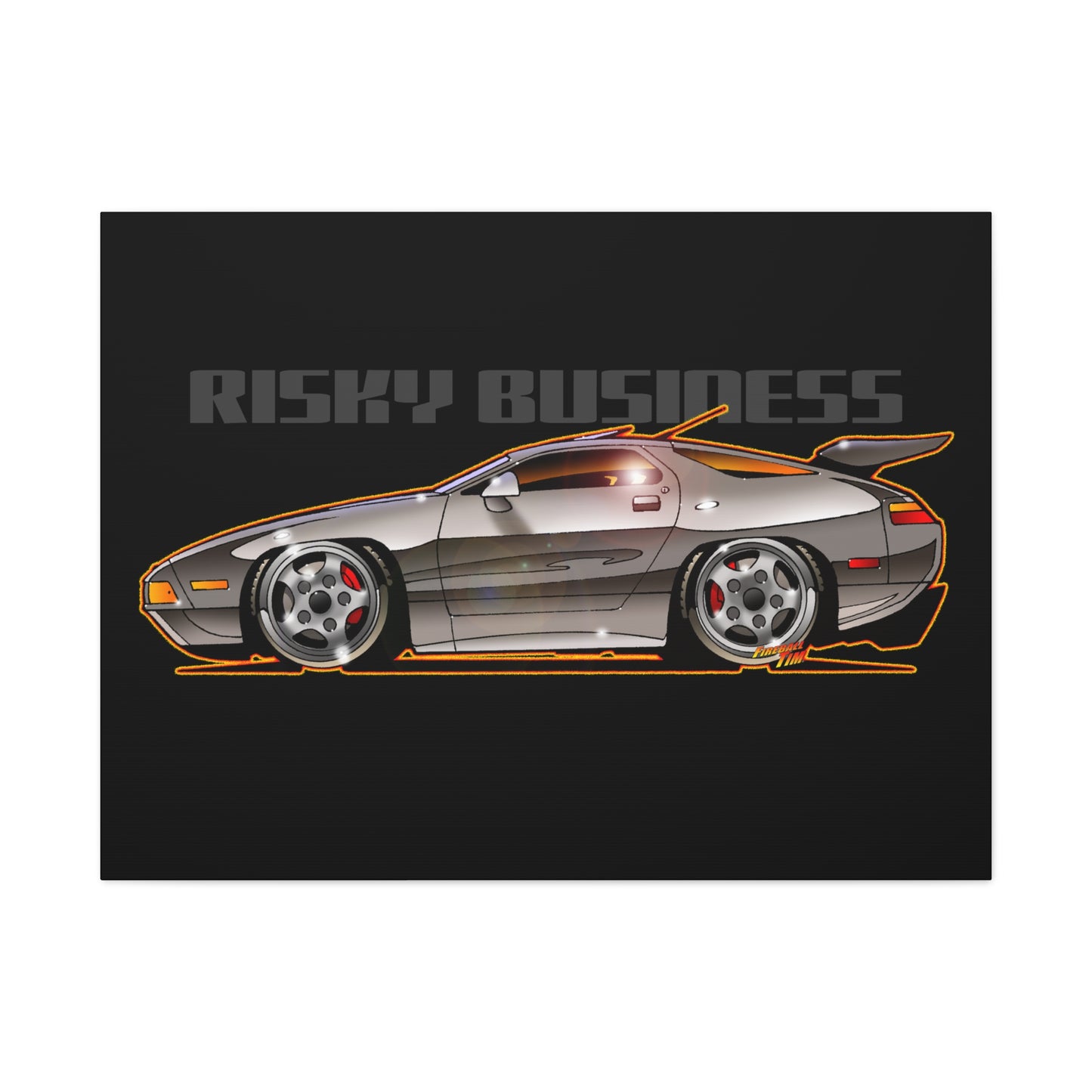 RISKY BUSINESS Porsche 928 Fireball Art Canvas Print - Sizes