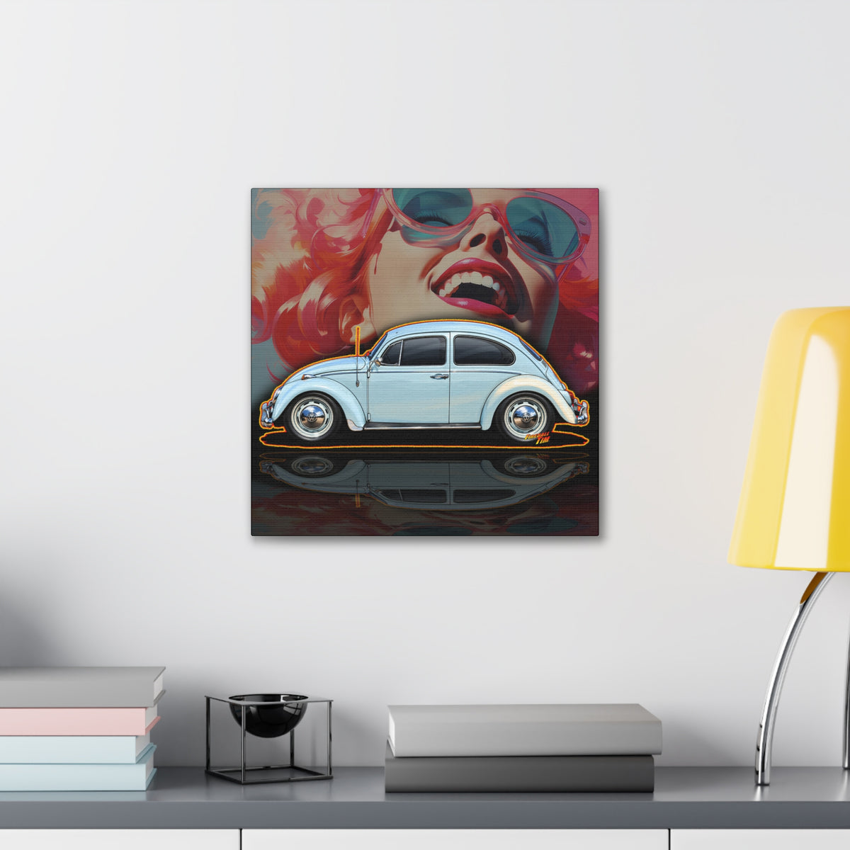 CLASSIC VOLKSWAGEN VW Bug Collectible Fireball Art Canvas Stretched Print