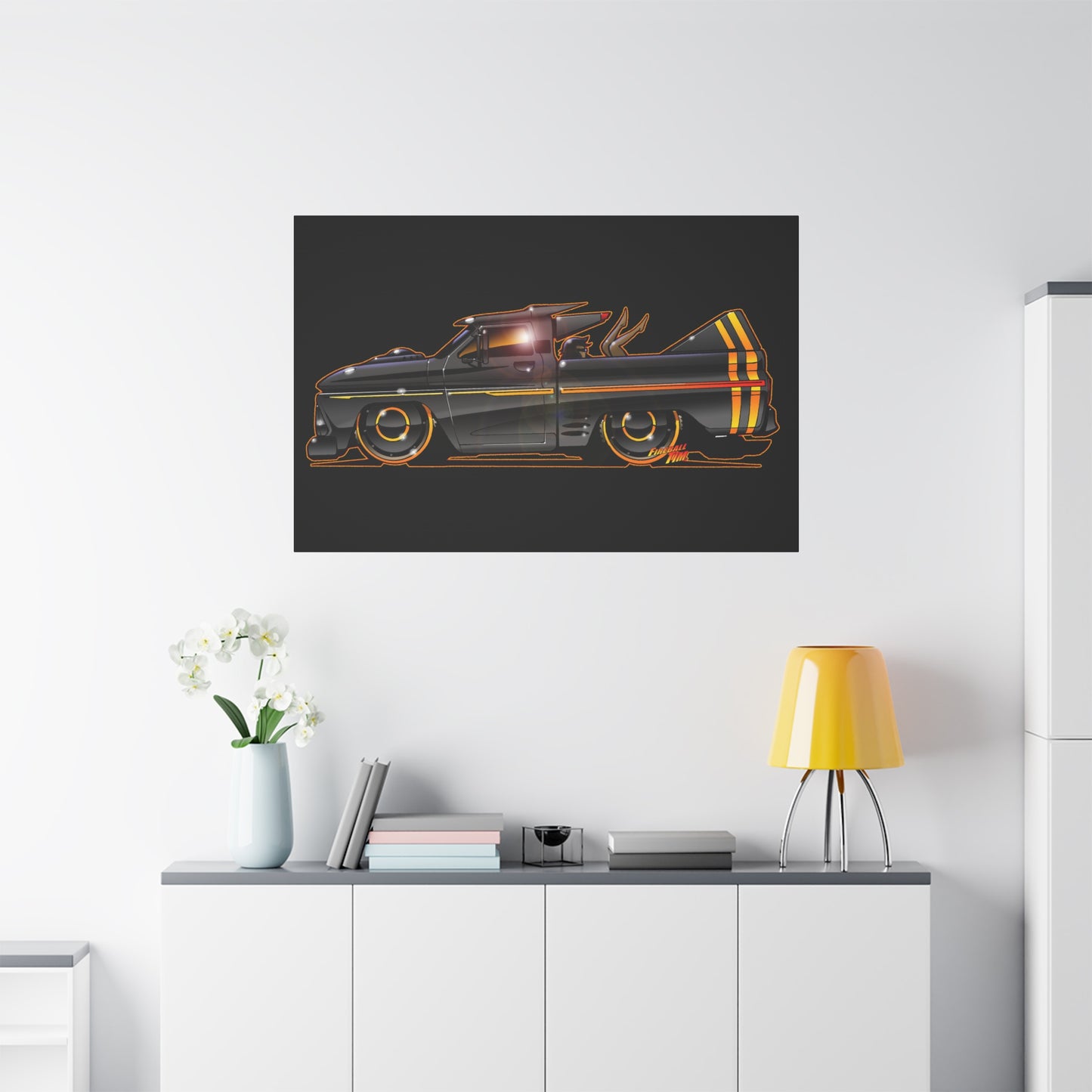 CHEVROLET C10 1960 Stinger Pickup Truck Fireball Art Canvas Print