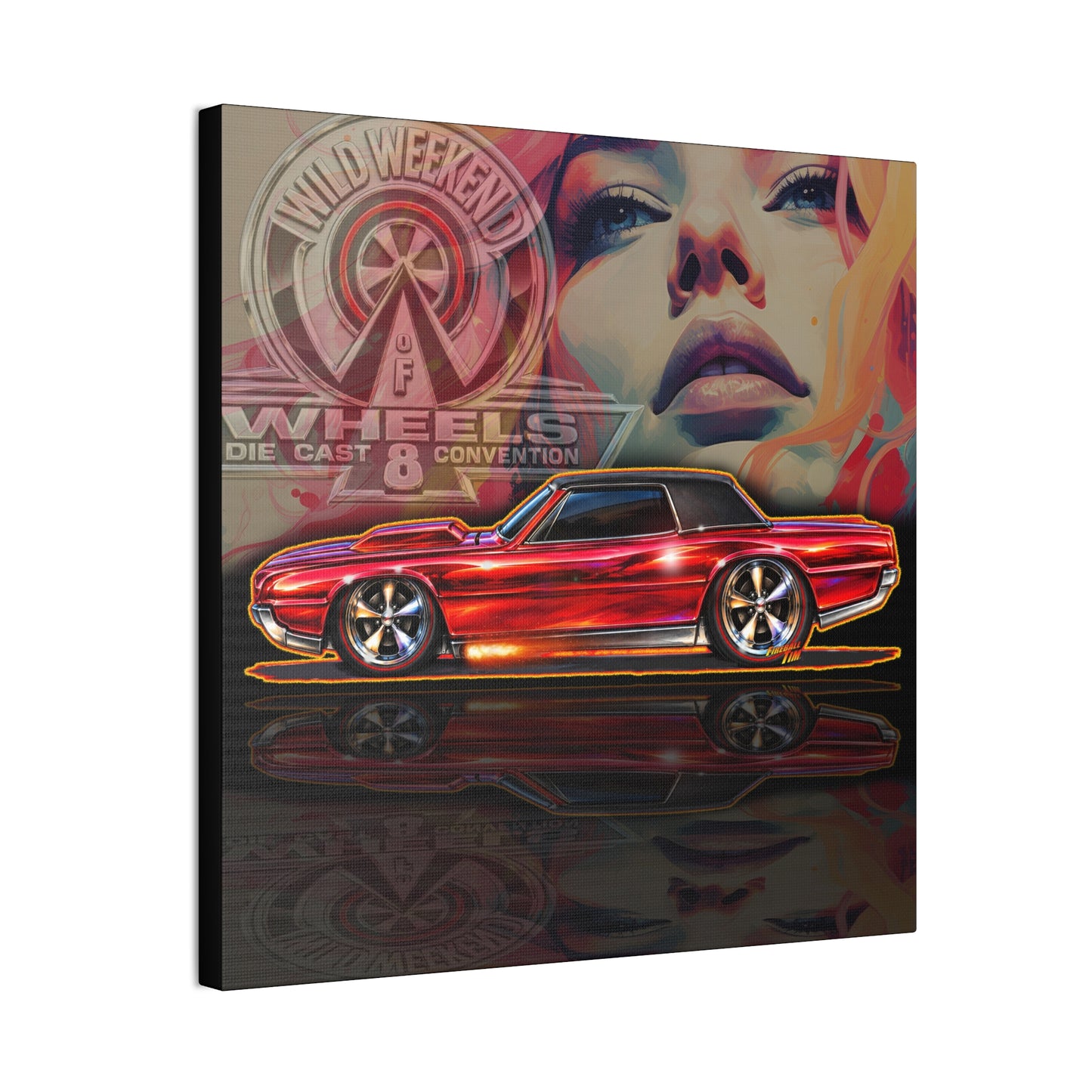 HOT WHEELS Sweet 16 CUSTOM TBIRD Collectible Fireball Art Canvas Stretched Print