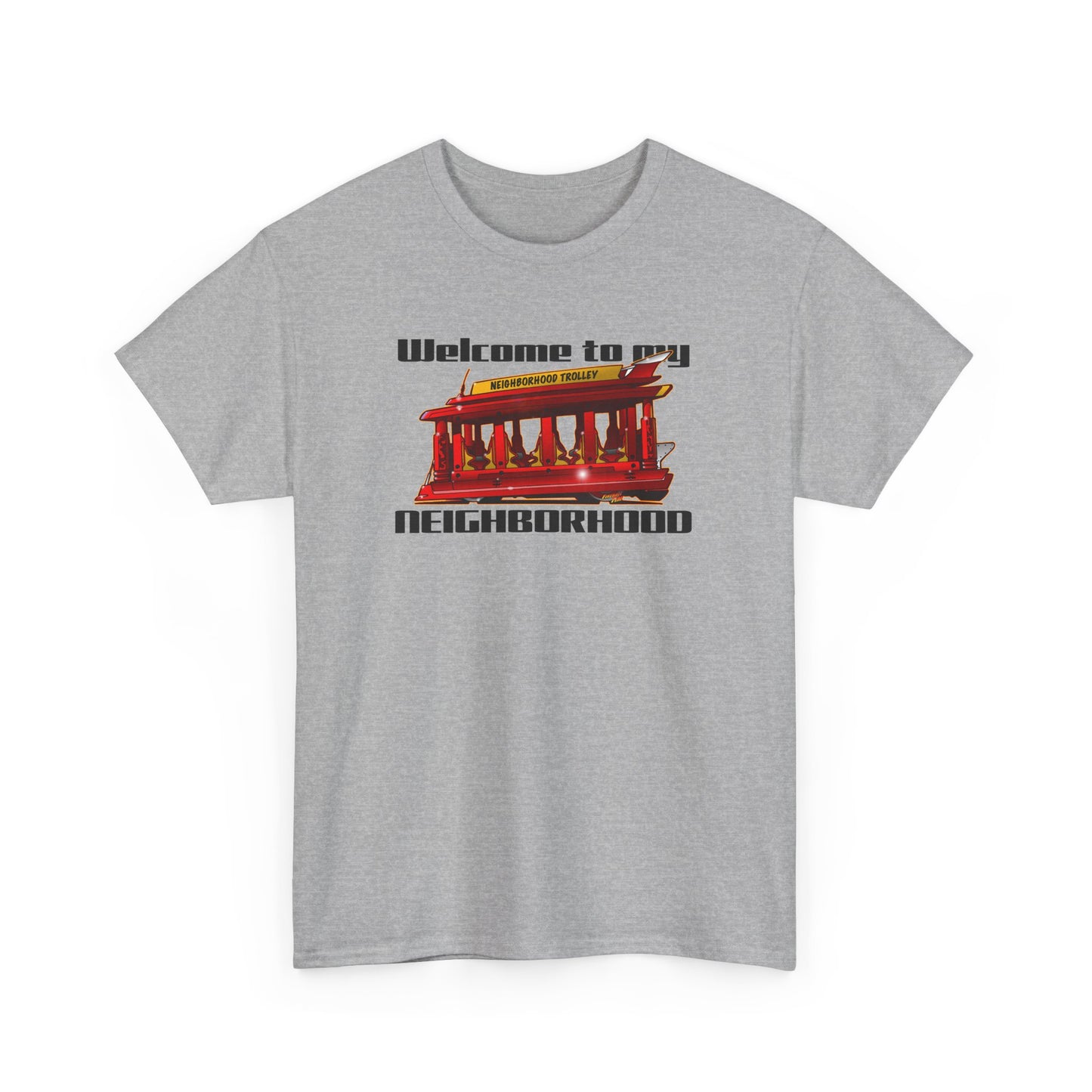 MR. ROGERS NEIGHBORHOOD TROLLEY Unisex Heavy Cotton Tee Shirt - Multiple Colors
