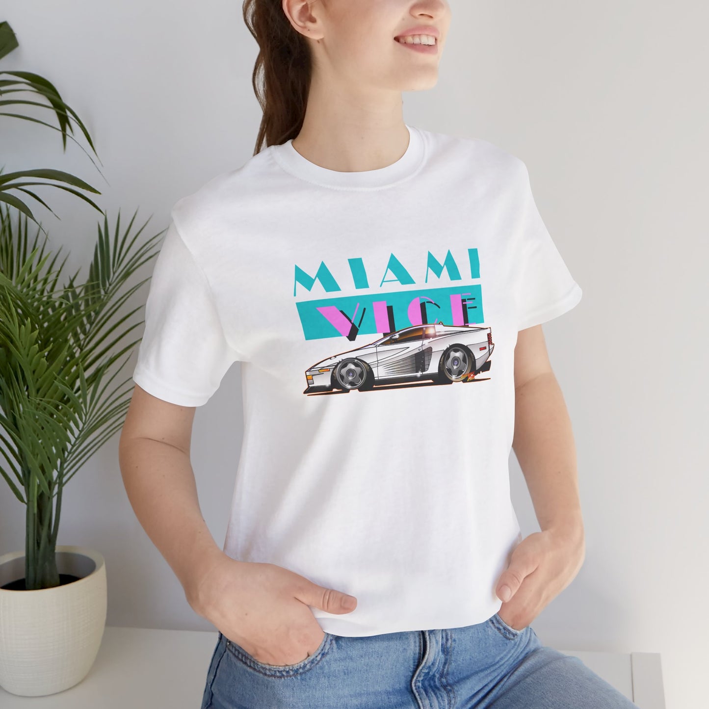 MIAMI VICE FERRARI TESTAROSSA TV Show Short Sleeve Tee 12 Colors