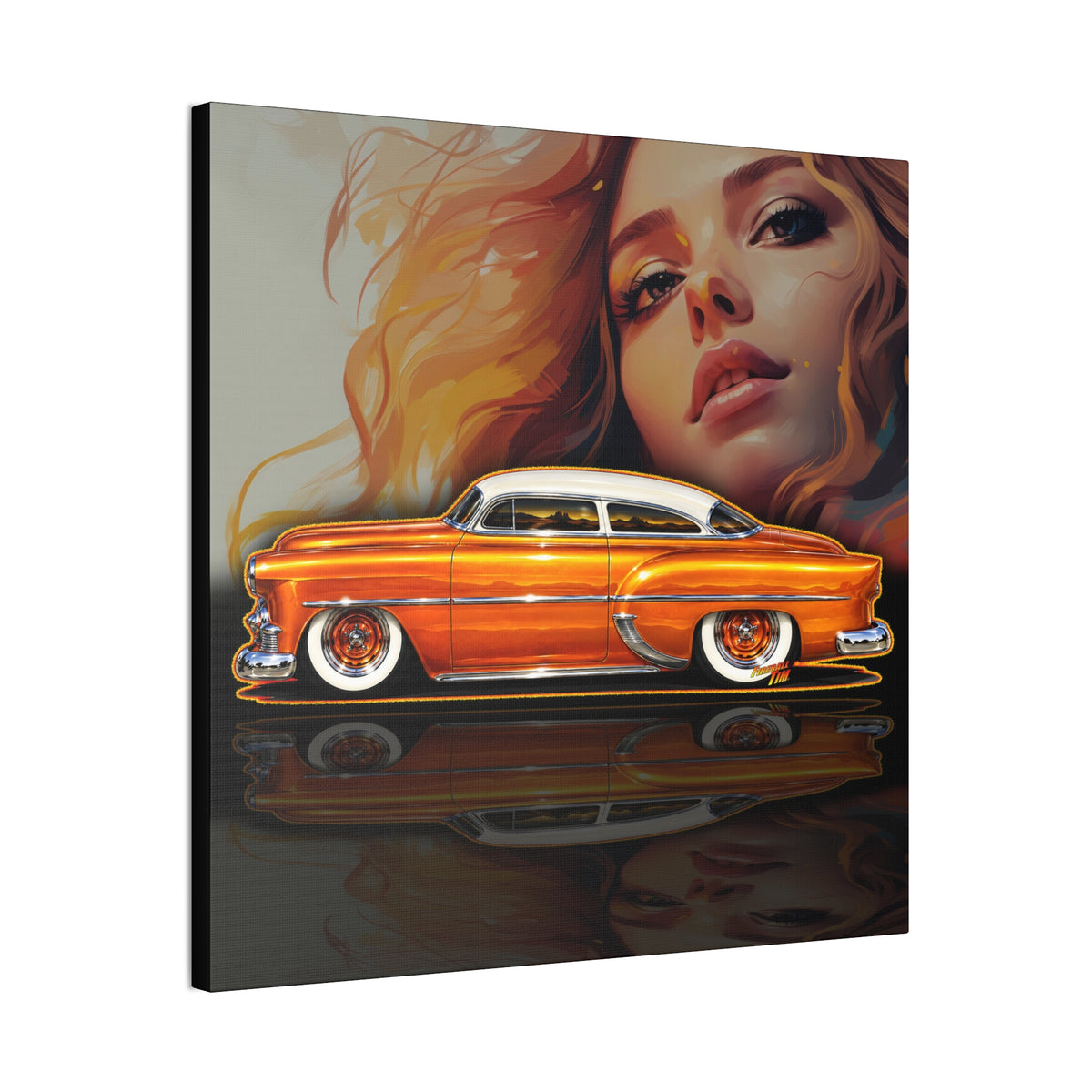 CHEVROLET KUSTOM 1953 Collectible Fireball Art Canvas Stretched Print