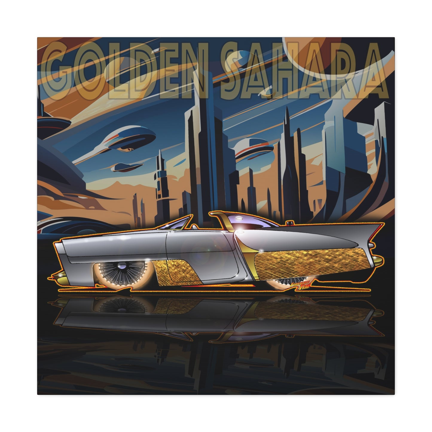 GOLDEN SAHARA Custom Concept Car Fireball Art Canvas Art