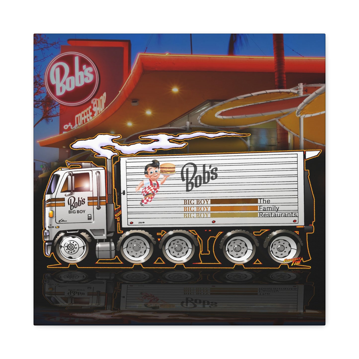 BOB'S BIG BOY Semi Tractor Trailer Truck Collectible Canvas Art Print - 2 Sizes