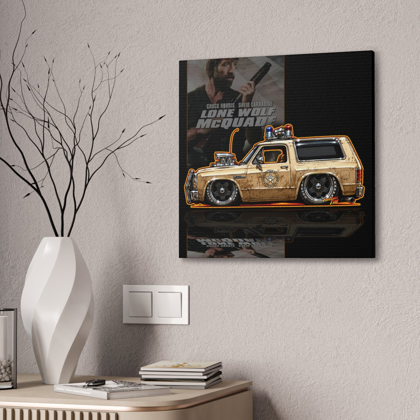 LONE WOLF MCWADE 1983 Dodge Ramcharger Collectible Art Canvas Stretched Print