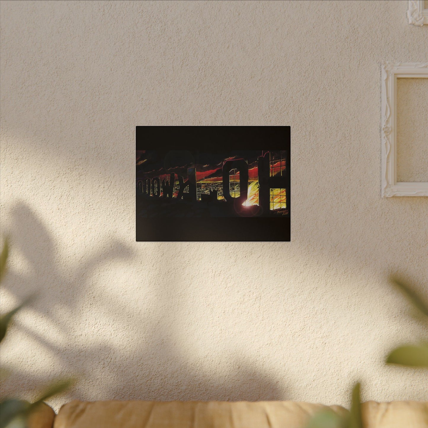 ESCAPE FROM LA Hollywood Sigh Fireball Concept Art Canvas Print