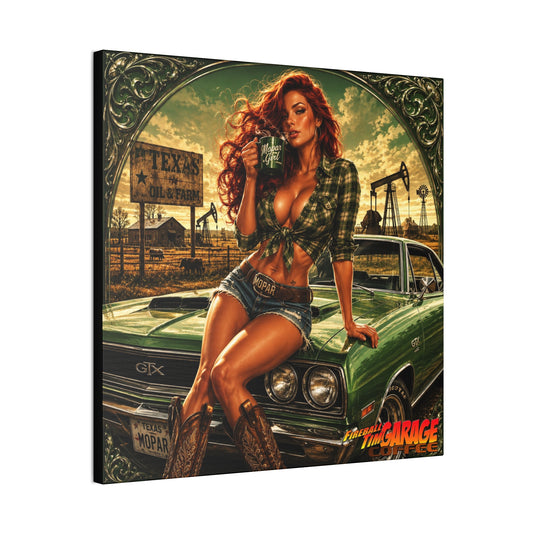 TEXAS BREAKFAST PINUP Collectible Fireball Art Canvas Stretched Print