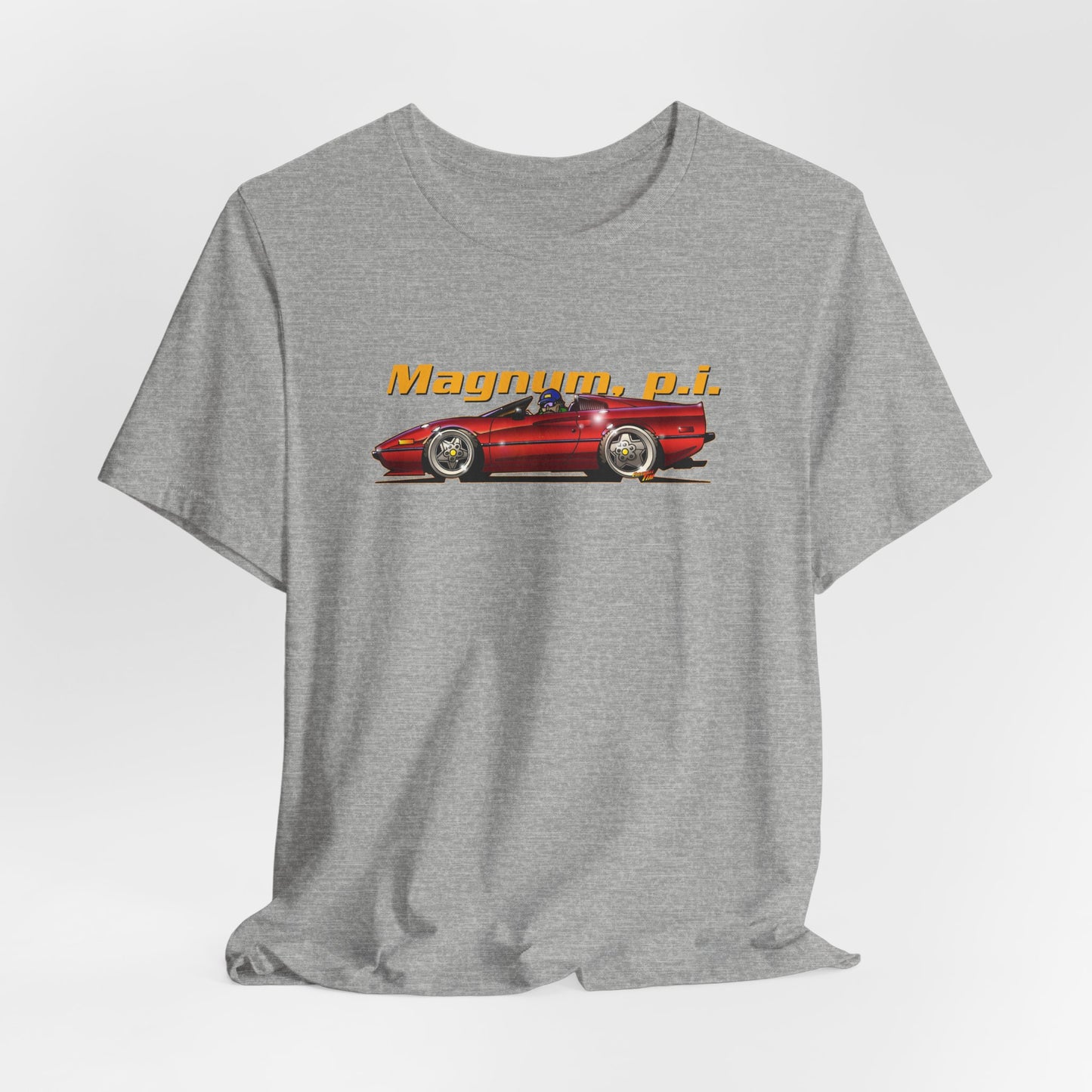 MAGNUM PI FERRARI 308 GTS Unisex Jersey Fireball Art Tee Shirt - Multiple Colors