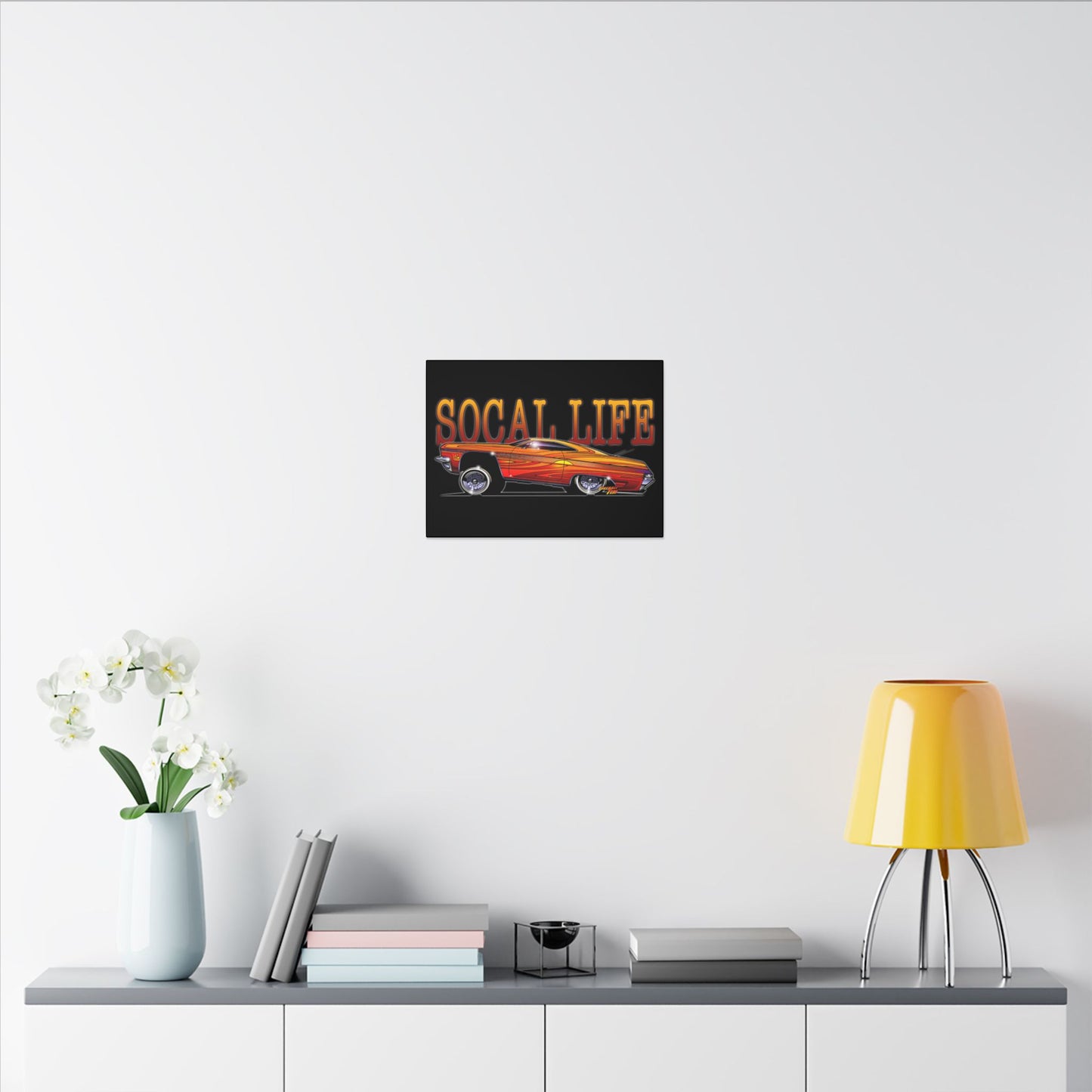 CHEVY IMPALA LOWRIDER Fireball Art Canvas Print