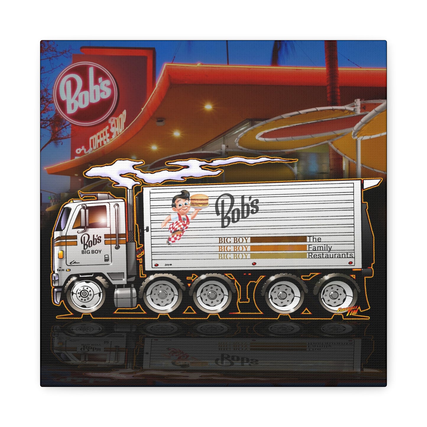 BOB'S BIG BOY Semi Tractor Trailer Truck Collectible Canvas Art Print - 2 Sizes