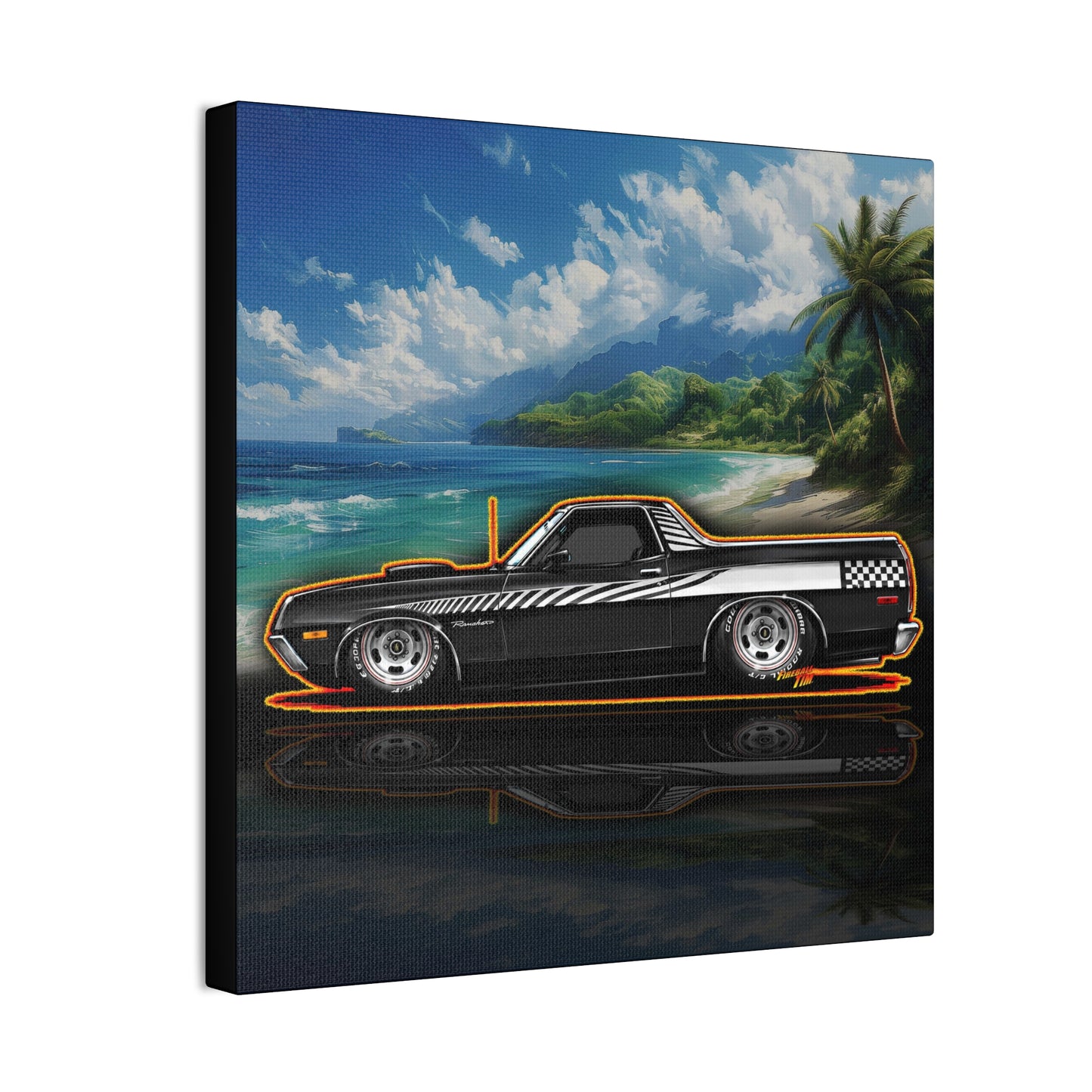 FORD RANCHERO Collectible Fireball Art Canvas Stretched Print