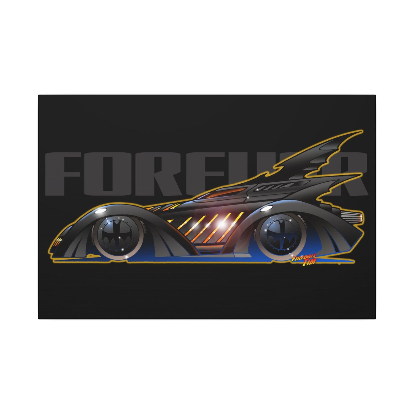 BATMAN FOREVER BATMOBILE Fireball Art Canvas Print