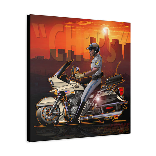 CHiPS TV Show Kawasaki Motorcycle Fireball Art Canvas Print