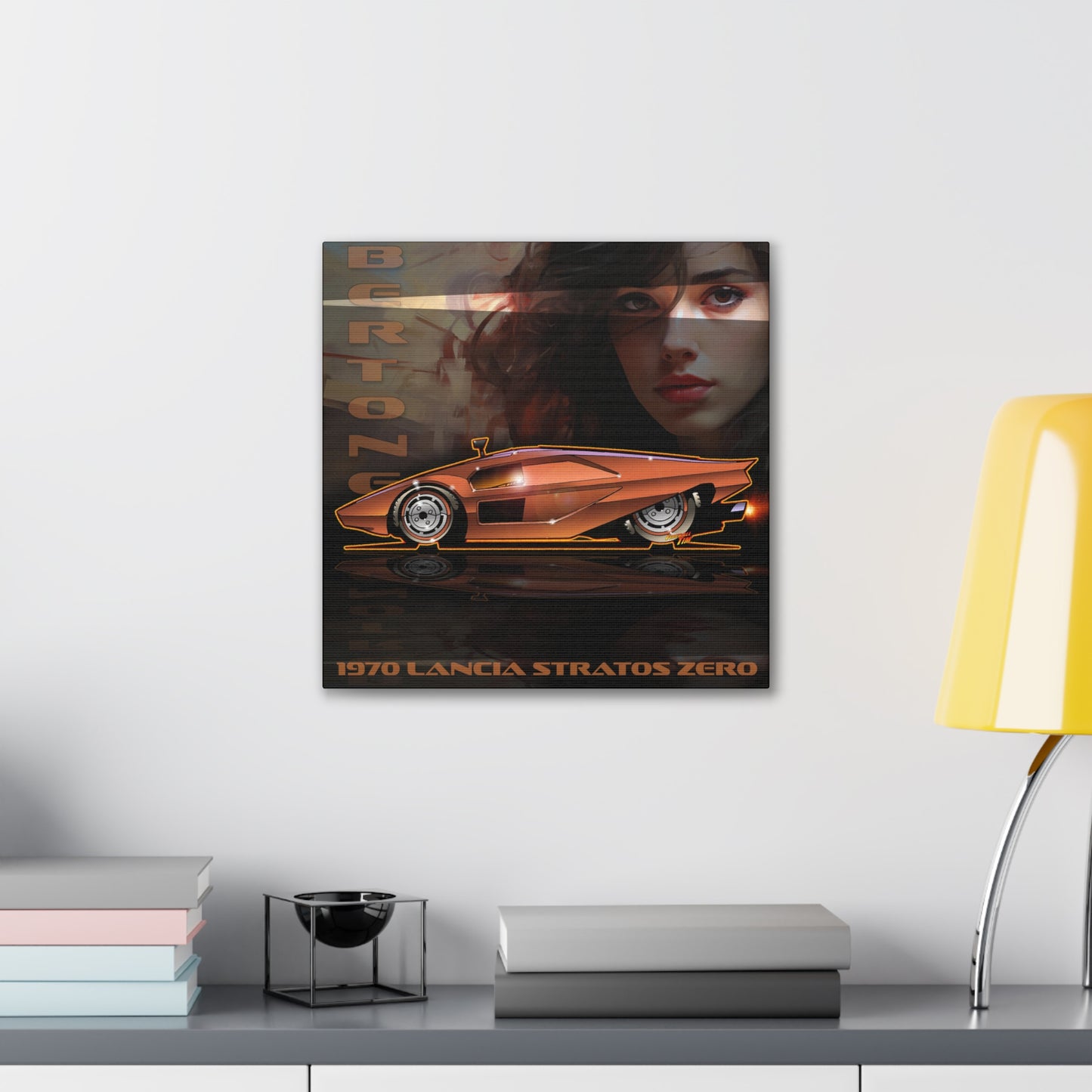 BERTONE 1970 Lancia Stratos Zero Canvas Art Wall Print - 2 Sizes