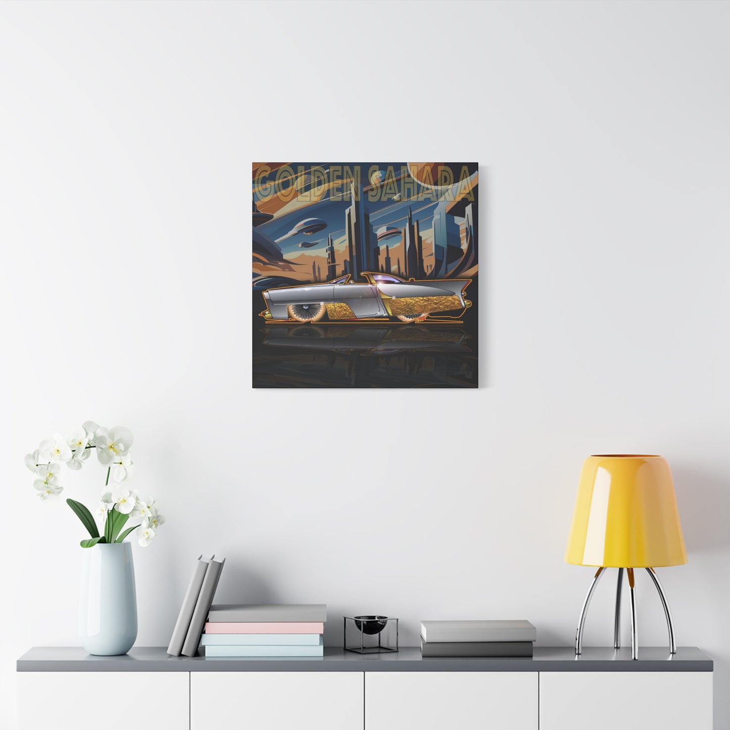 GOLDEN SAHARA Custom Concept Car Fireball Art Canvas Art