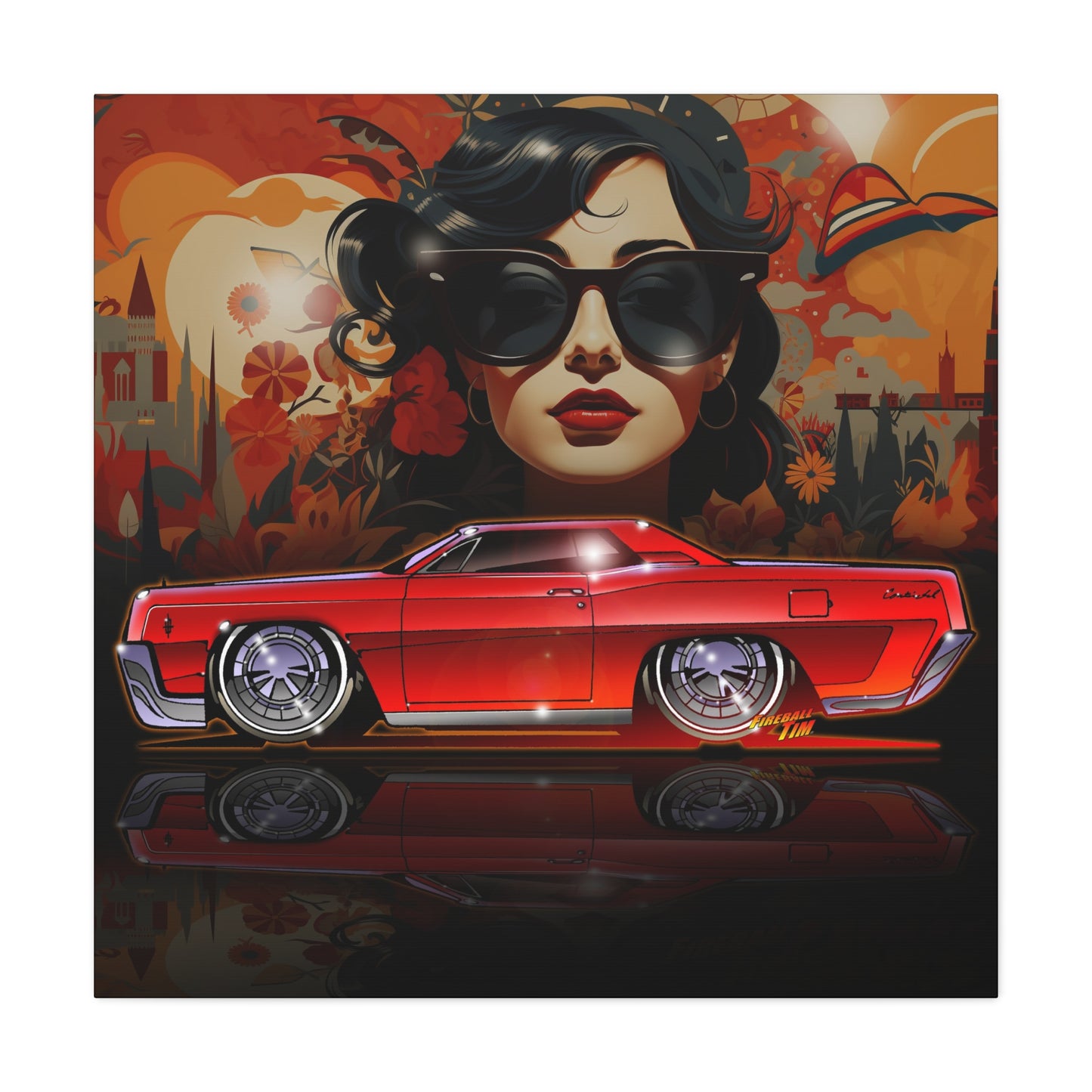 LINCOLN CONTINENTAL COUPE 1967 Canvas Art Wall Print - 12x12