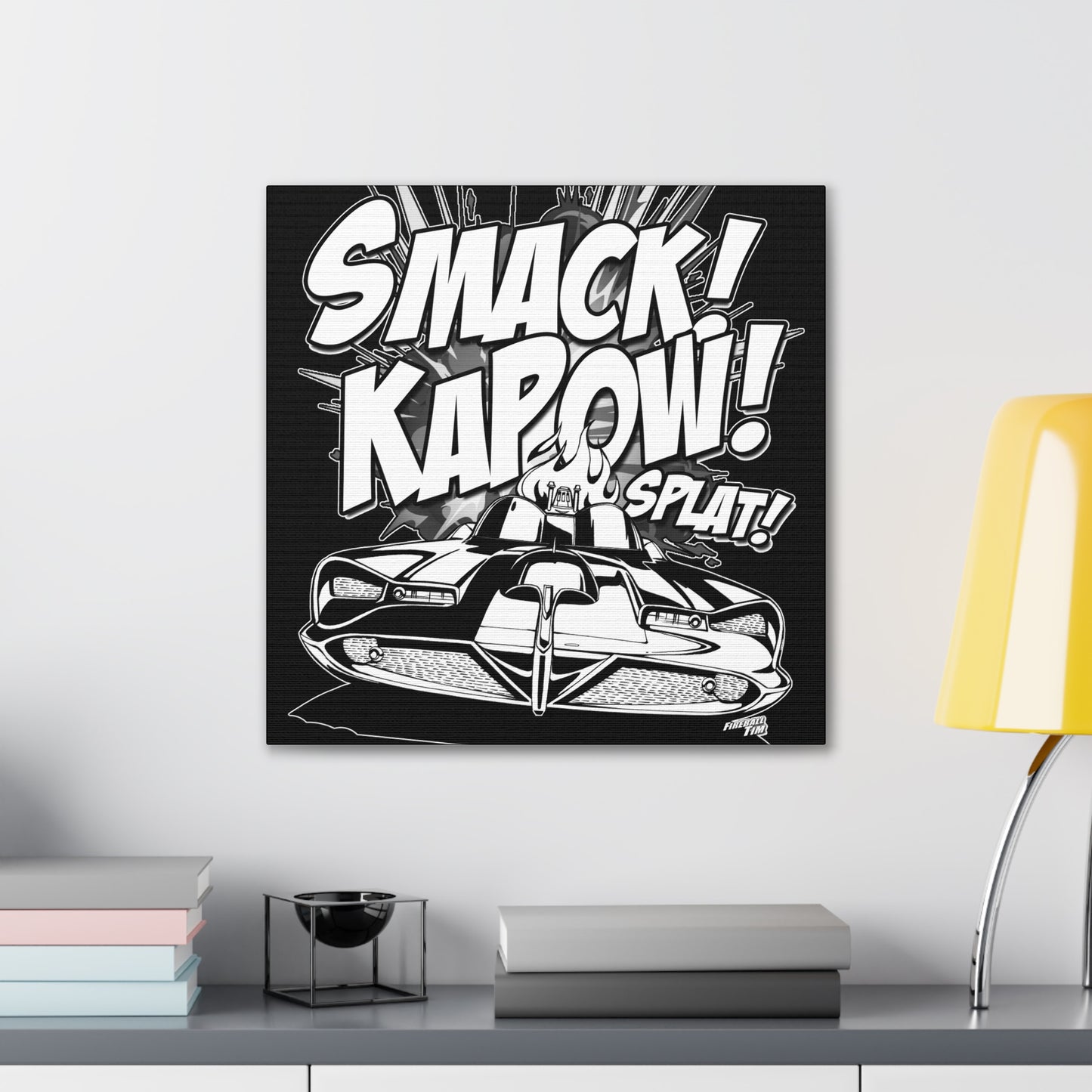 BATMOBILE 1966 BATMAN KAPOW Canvas Art Print - 2 Sizes