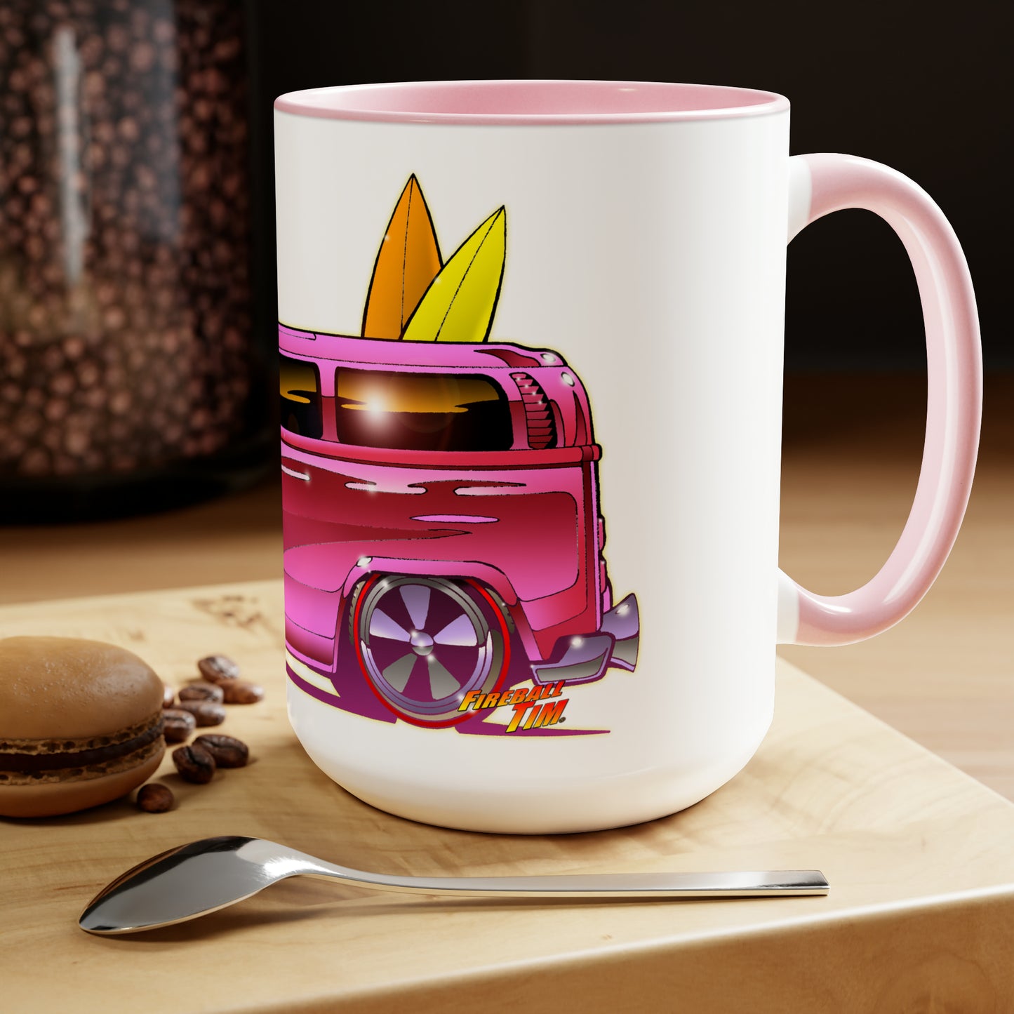 Hot Wheels PINK BEACH BOMB VW Bus Coffee Mug 15oz
