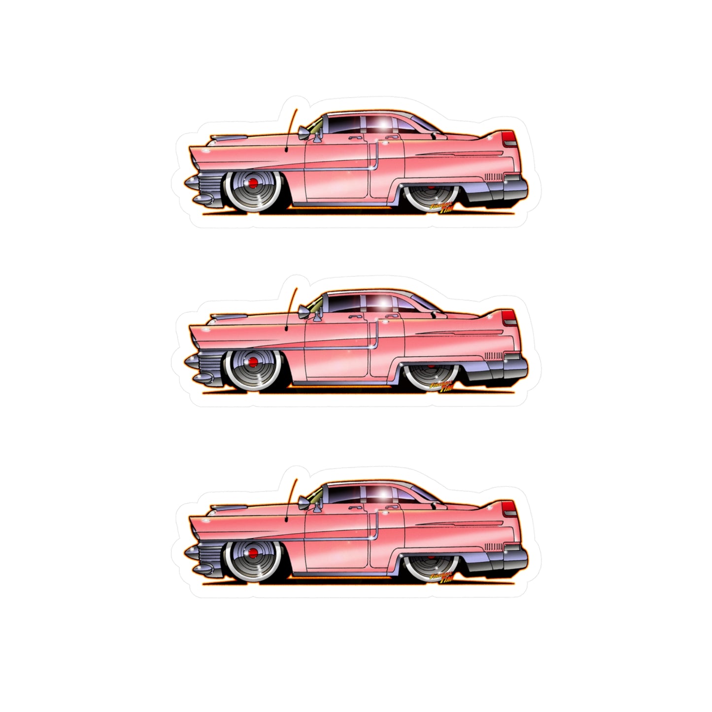 ELVIS THE KING PINK 1955 CADILLAC Fireball Art Vinyl Decal Set