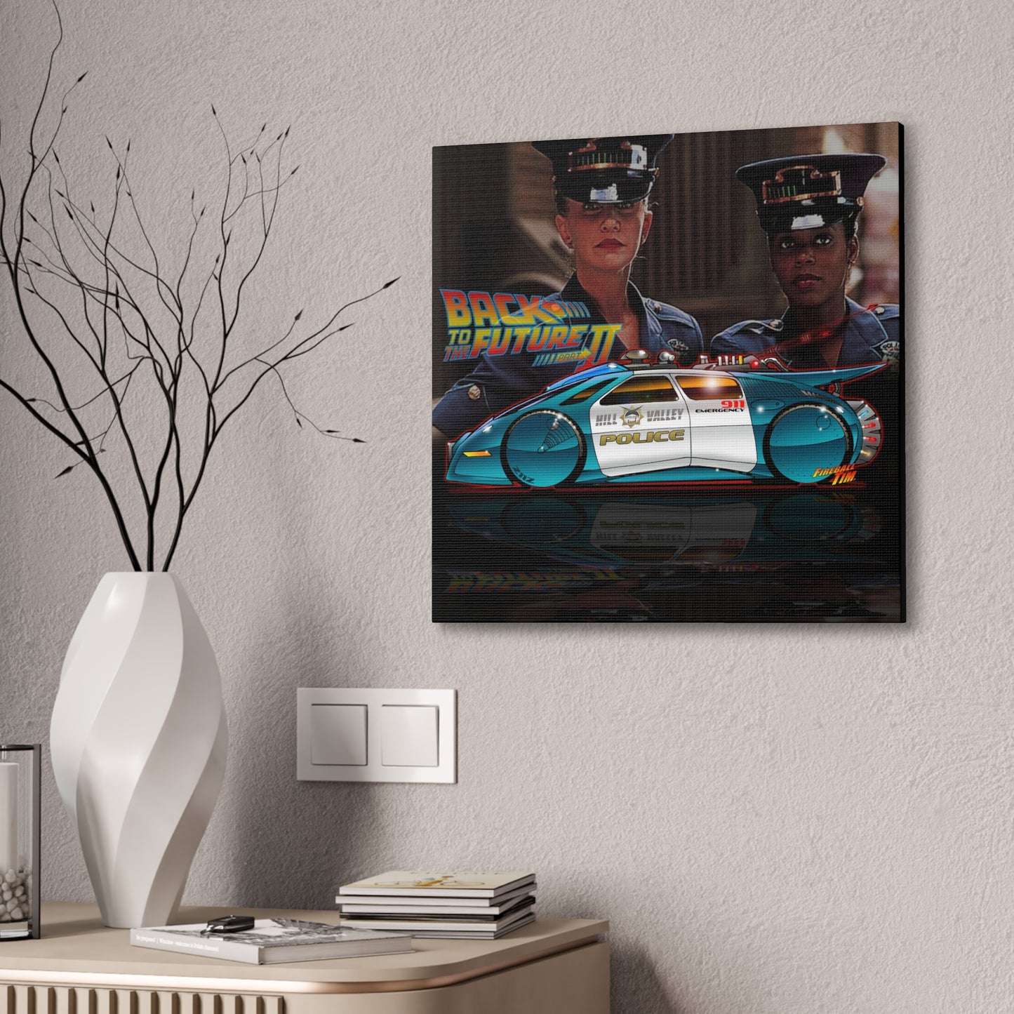 BACK TO THE FUTURE 2 Hill Valley Police Car Canvas Art MASTERPRINT 2 Sizes