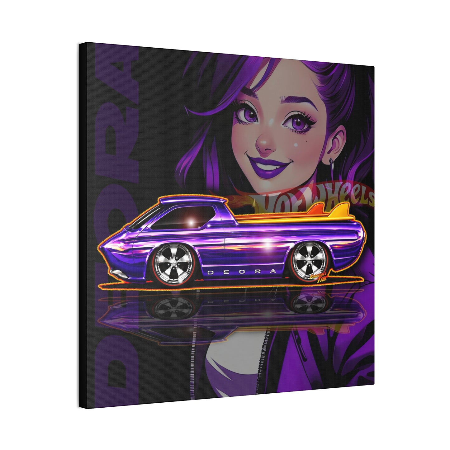HOT WHEELS Sweet 16 DEORA Collectible Fireball Art Canvas Stretched Print
