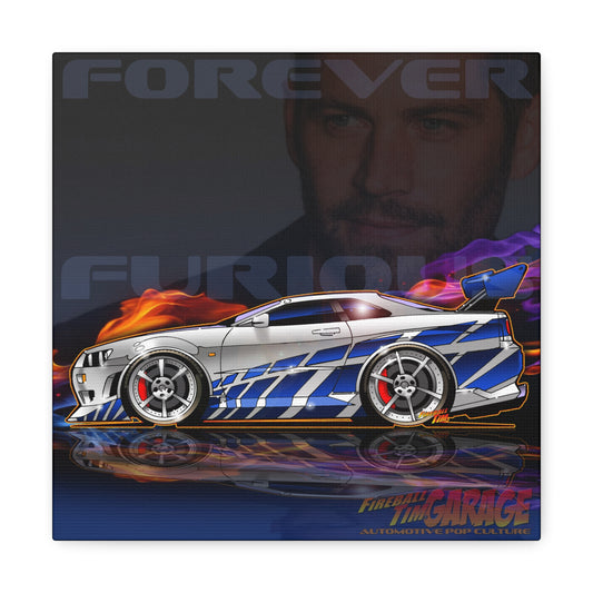 NISSAN GTR GODZILLA Paul Walker Furious Tribute Concept Art Canvas MASTERPRINT 3 Sizes