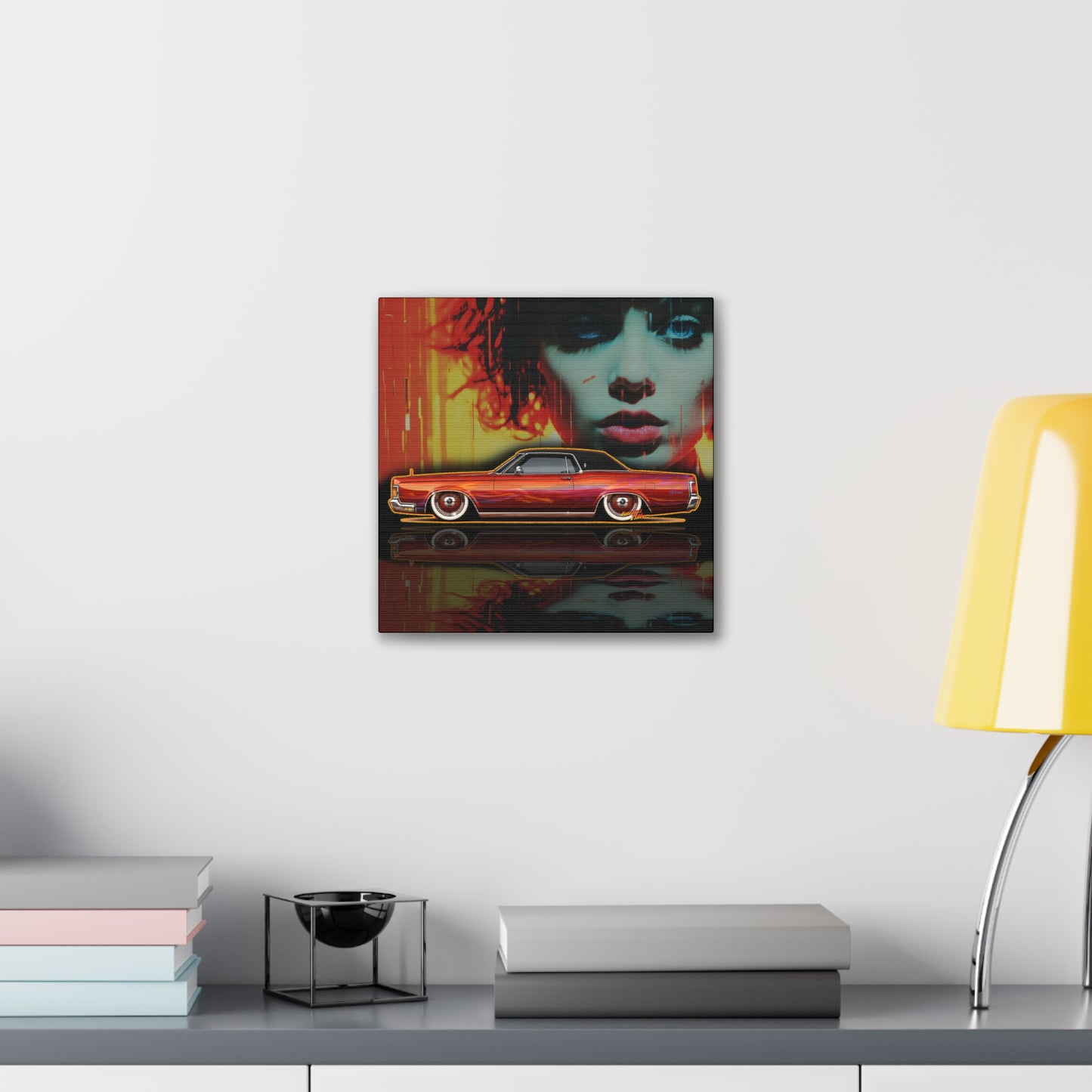 LINCOLN CONTINENTAL Mark III Custom 1961 Collectible Fireball Art Canvas Stretched Print
