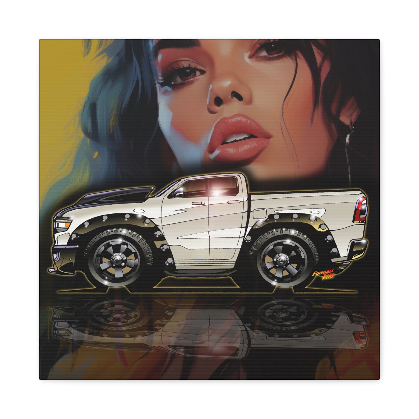 RAM REBEL 1500 Truck Collectible Coffee Fireball Art Canvas Print