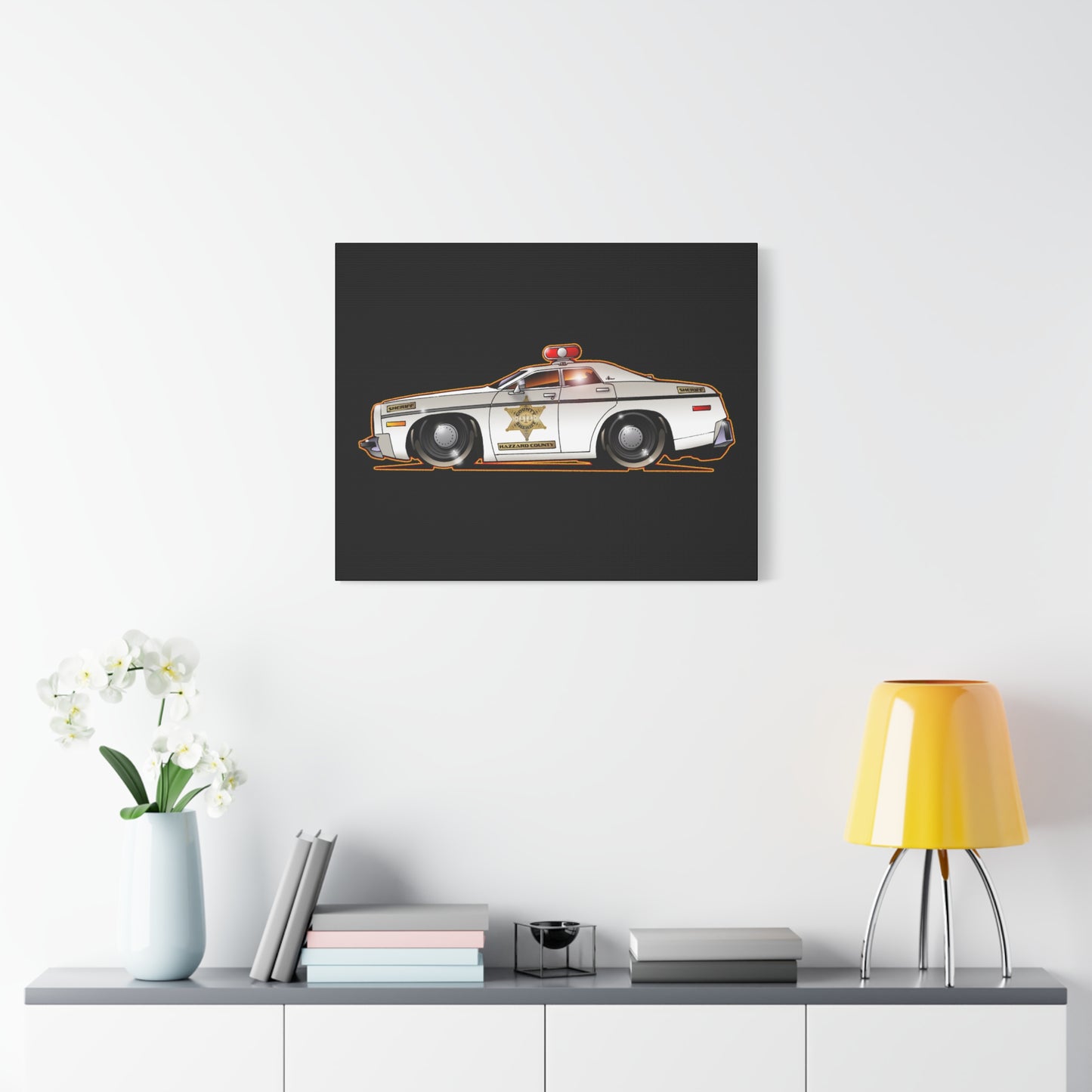 DUKES OF HAZZARD SHERIFF POLICE CAR Fireball Art Canvas Print
