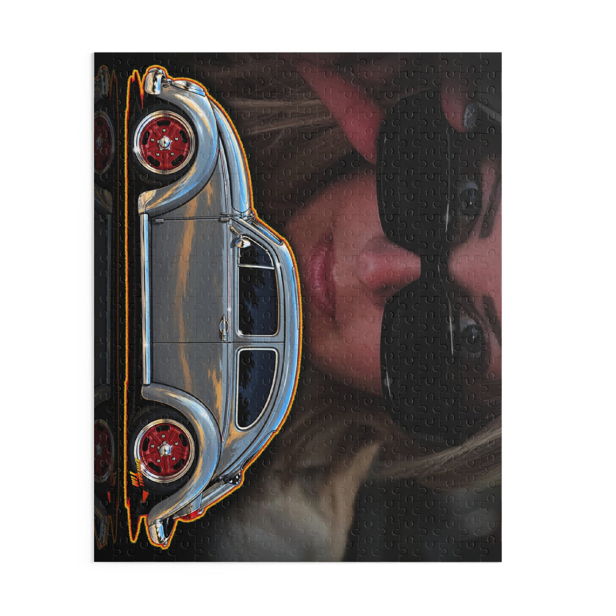 KUSTOM 1964 VW BUG Collectible Fireball Art Jigsaw Puzzle — Retro Custom Cars (120/252/500‑Piece)