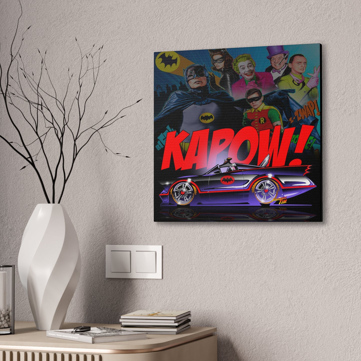 BATMOBILE 1966 BATMAN TV Car Canvas Wall Art Print - 3 Sizes