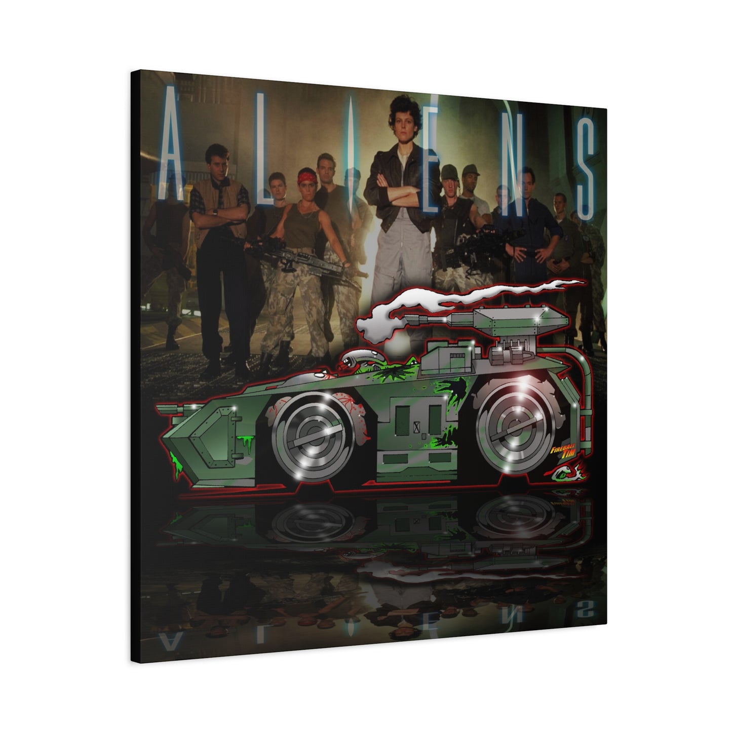 ALIENS APC TANK Movie Car Fireball Art Canvas Print