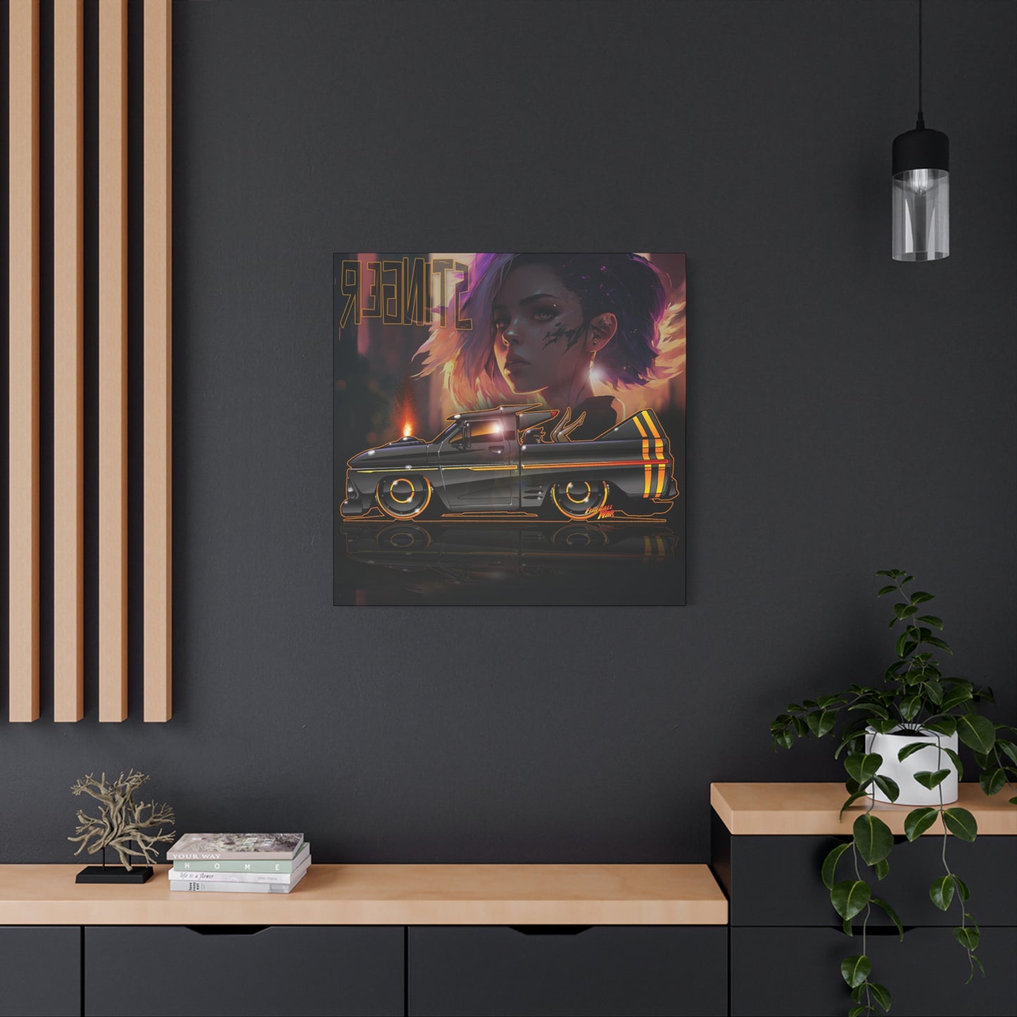 CHEVROLET C10 1960 Stinger Pickup Truck Fireball Art Canvas Print