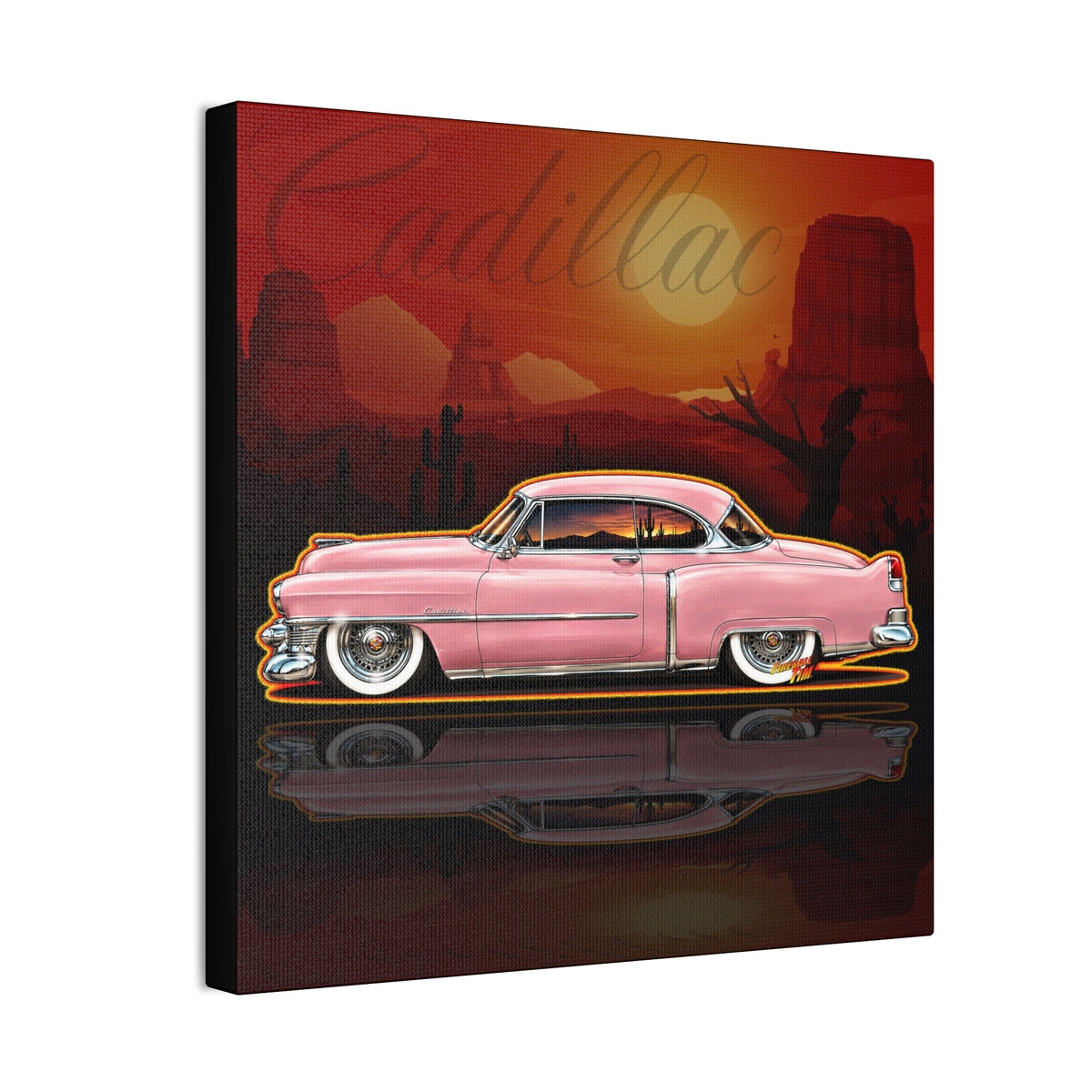 CADILLAC Coupe DeVille 1953 Collectible Fireball Art Canvas Stretched Print