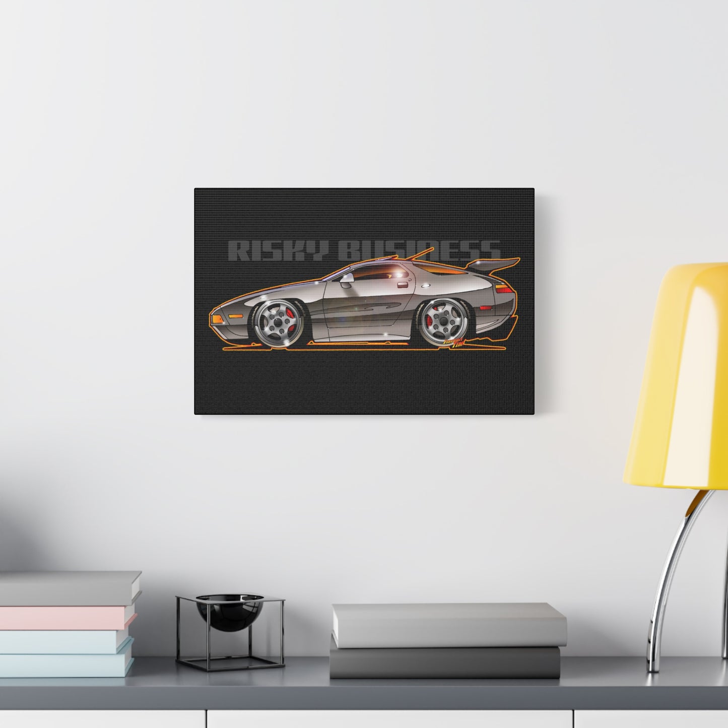 RISKY BUSINESS Porsche 928 Fireball Art Canvas Print - Sizes