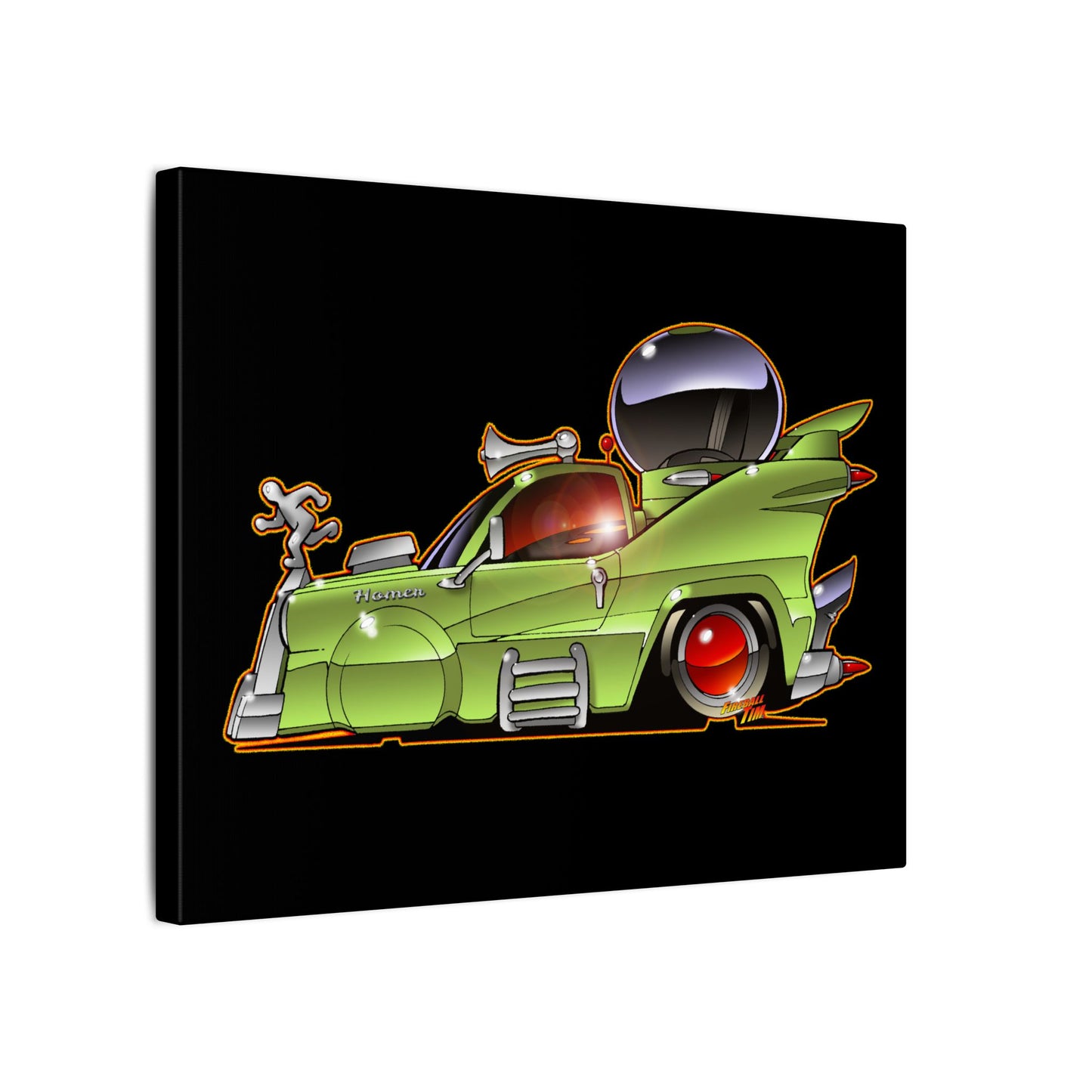 THE SIMPSONS HOMER CAR Fireball Art Canvas Print - 11x14