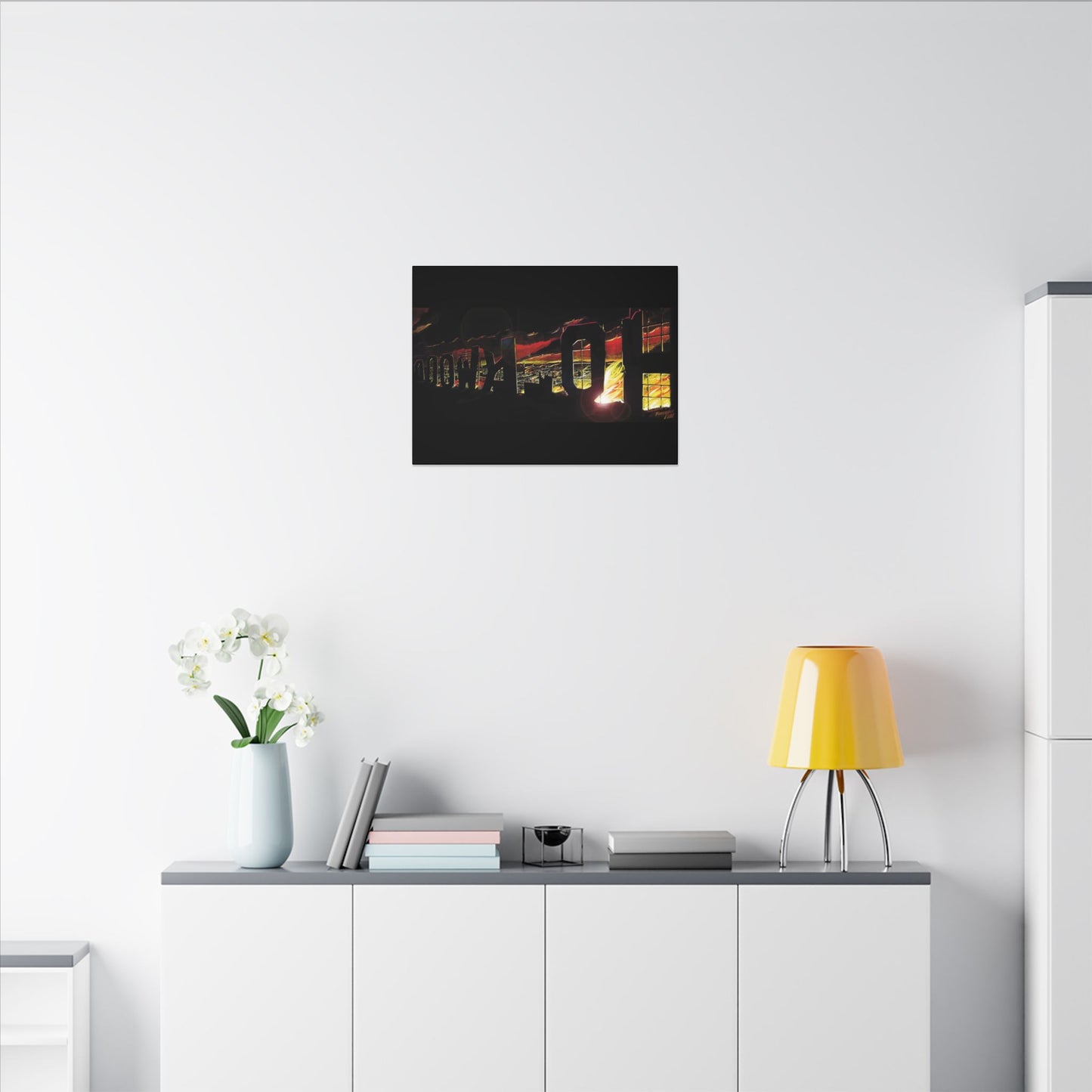 ESCAPE FROM LA Hollywood Sigh Fireball Concept Art Canvas Print