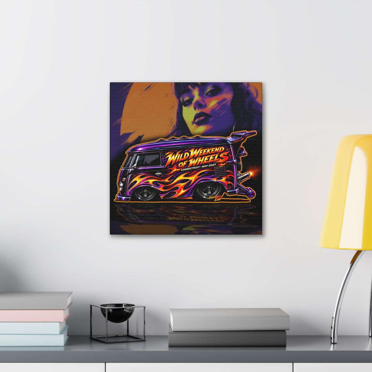 HOT WHEELS Kombi Bus Collectible Fireball Art Canvas Stretched Print