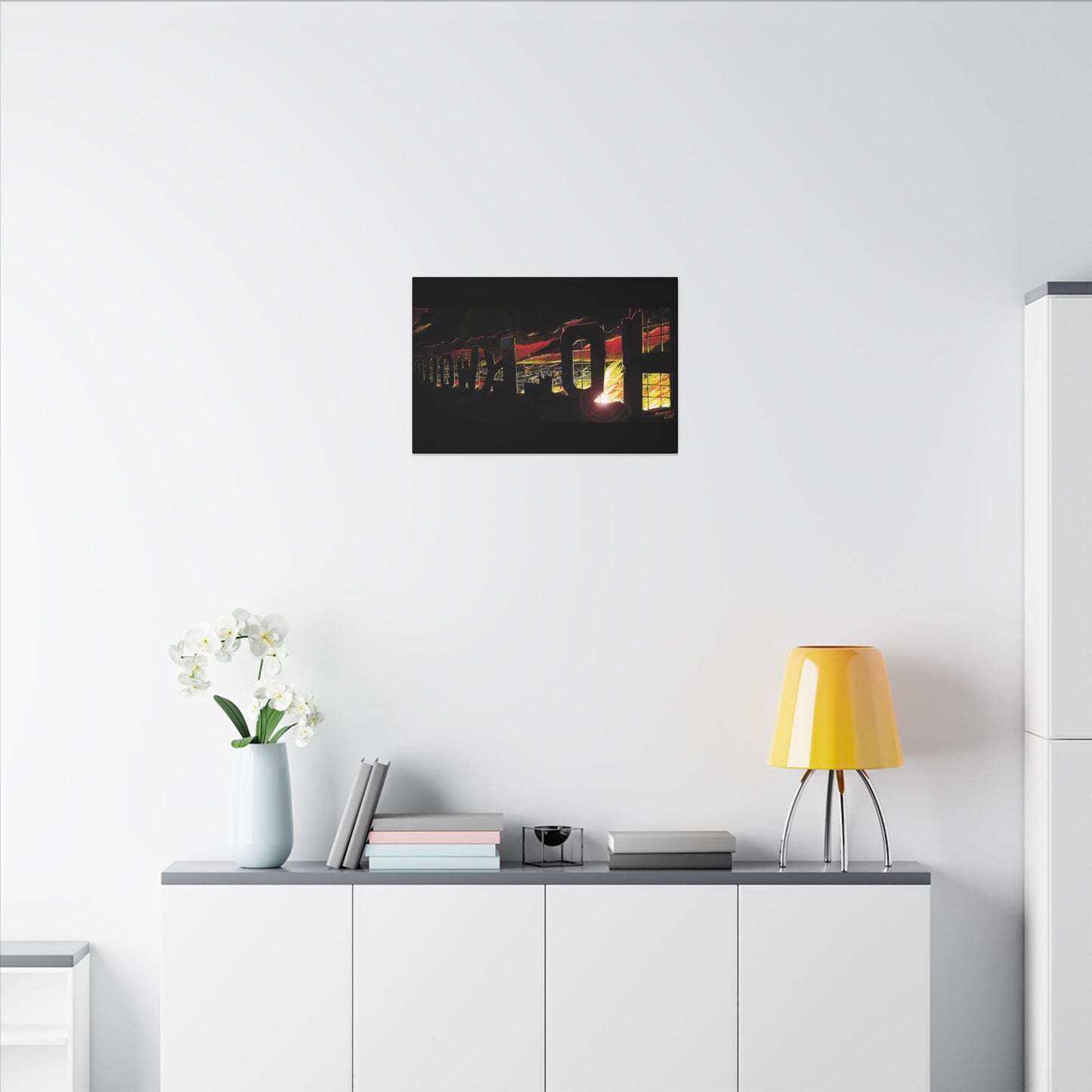 ESCAPE FROM LA Hollywood Sigh Fireball Concept Art Canvas Print
