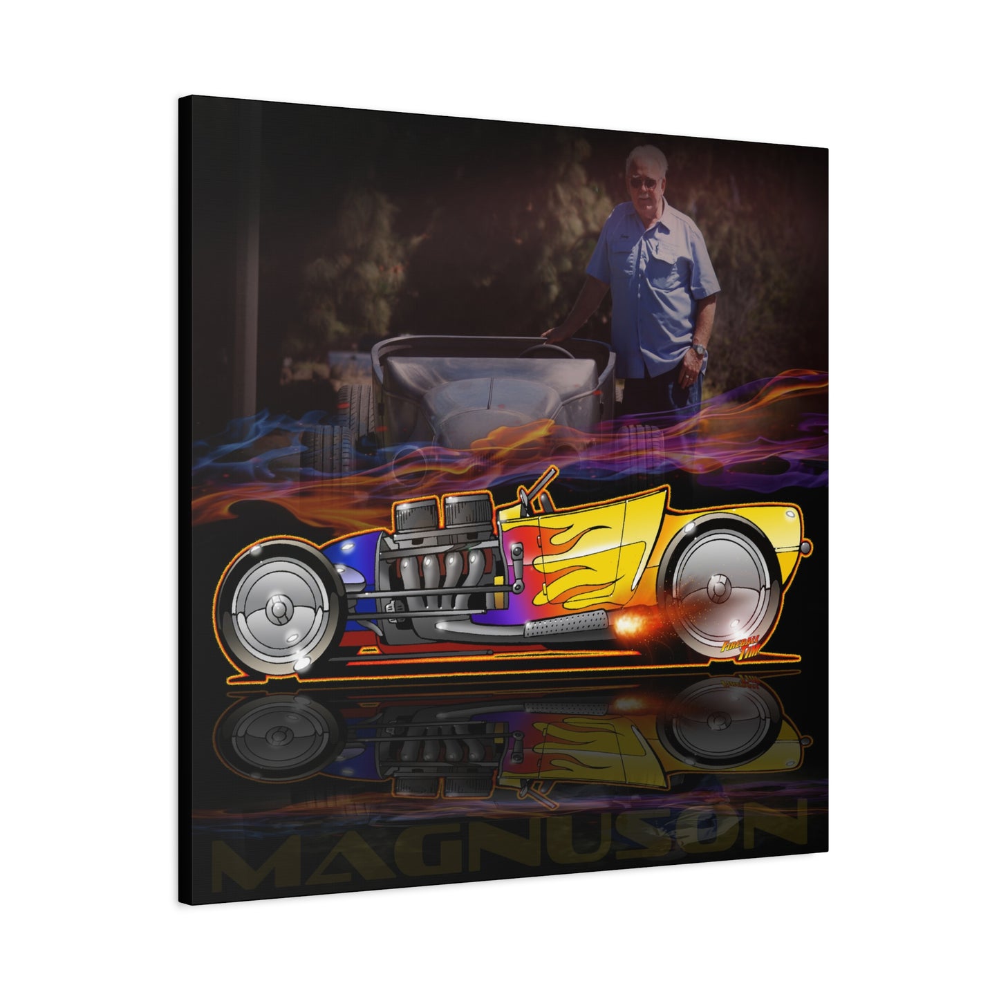 MAGNUSON Track Roadster Hot Rod Fireball Art Canvas Print