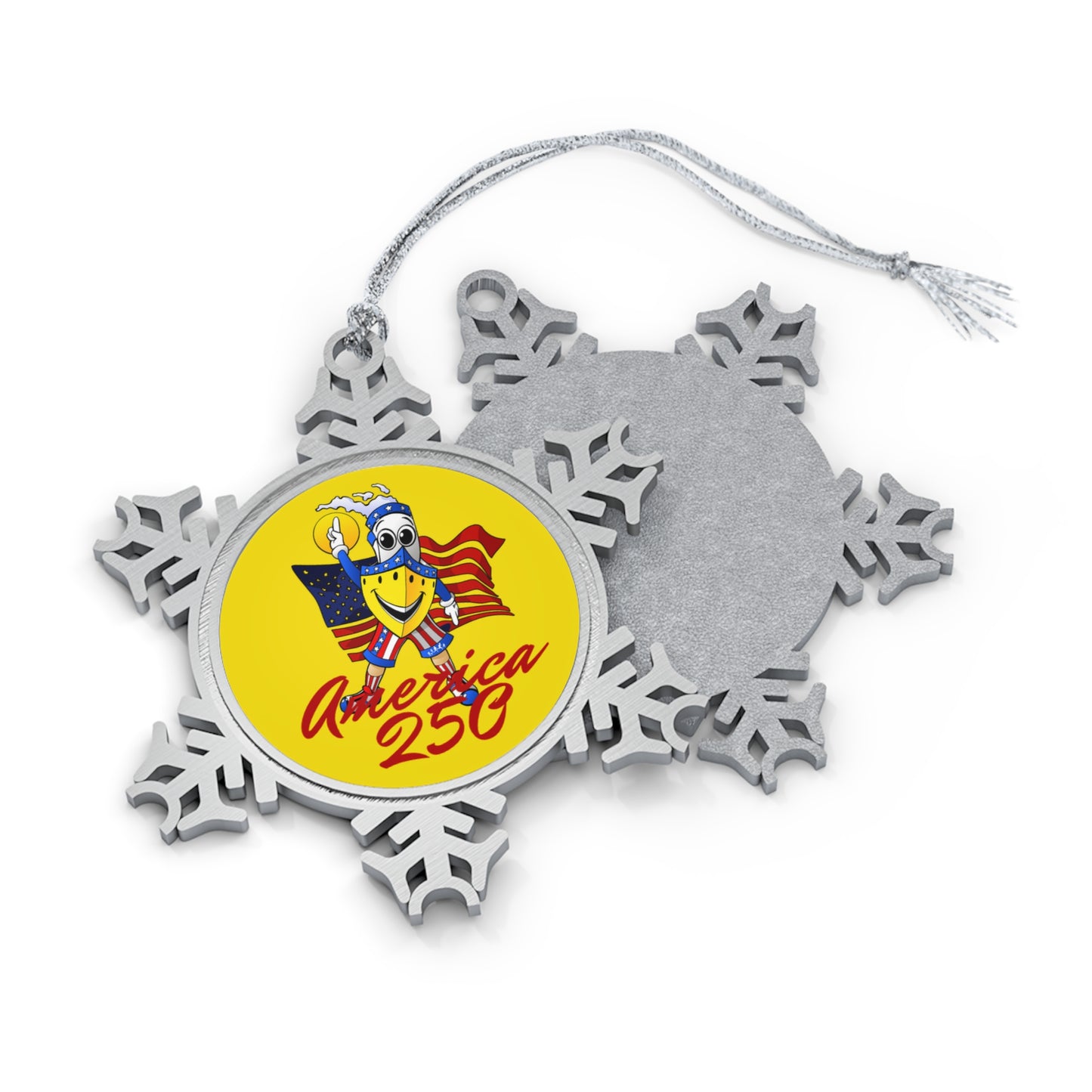 BUDDY CRUISE America 250 Pewter Snowflake Ornament — America 250 Commemorative Holiday Ornament YELLOW