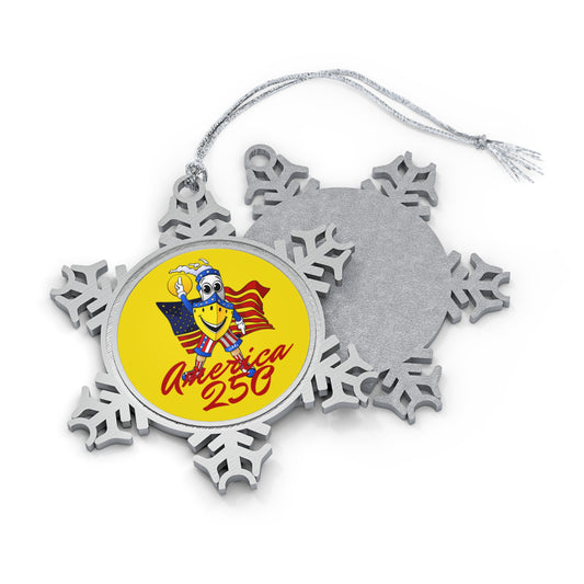 BUDDY CRUISE America 250 Pewter Snowflake Ornament — America 250 Commemorative Holiday Ornament YELLOW